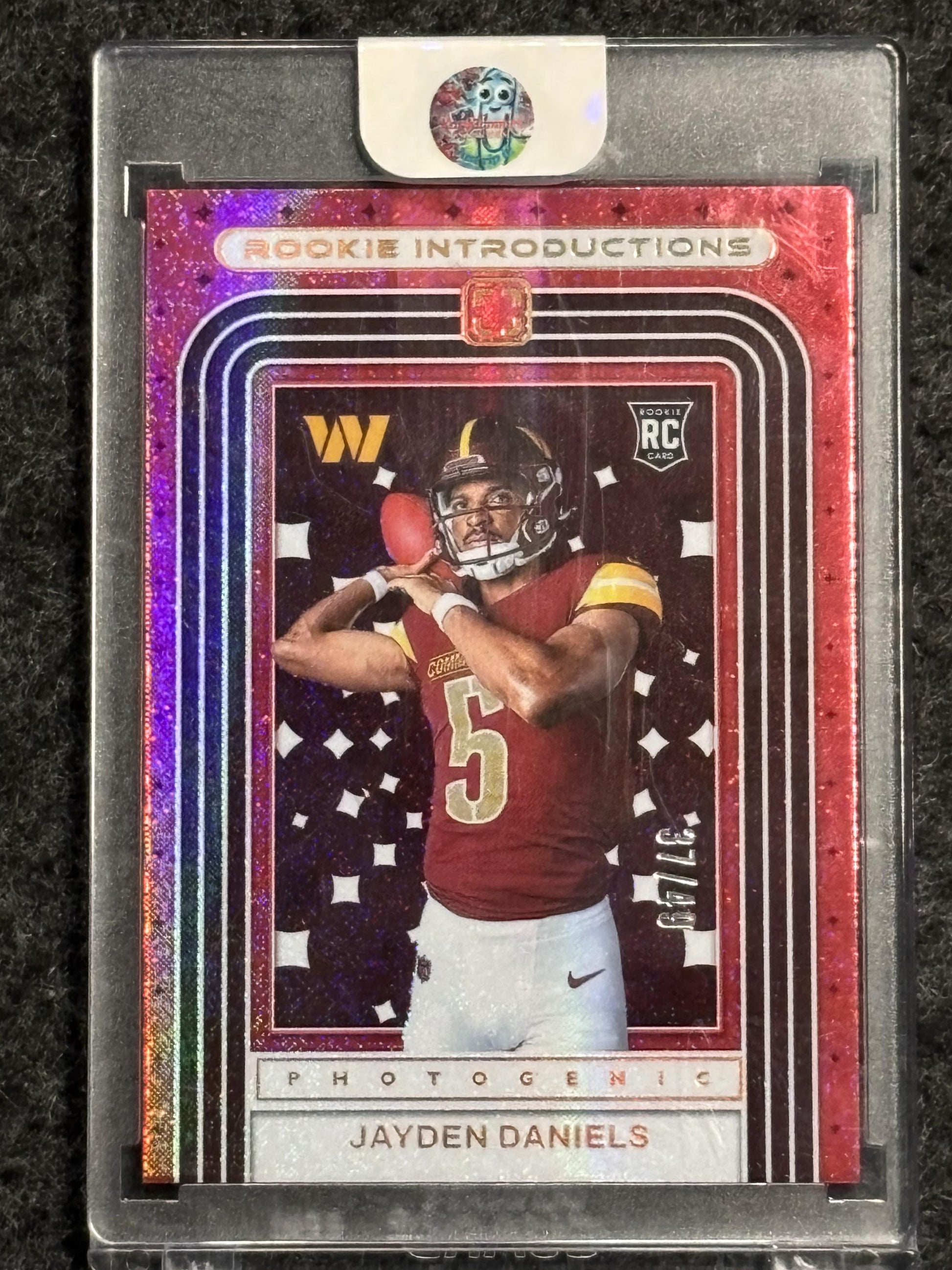 2024 Panini Photogenic #7 Jayden Daniels Rookie Introductions Red Color Match Washington Commanders SN