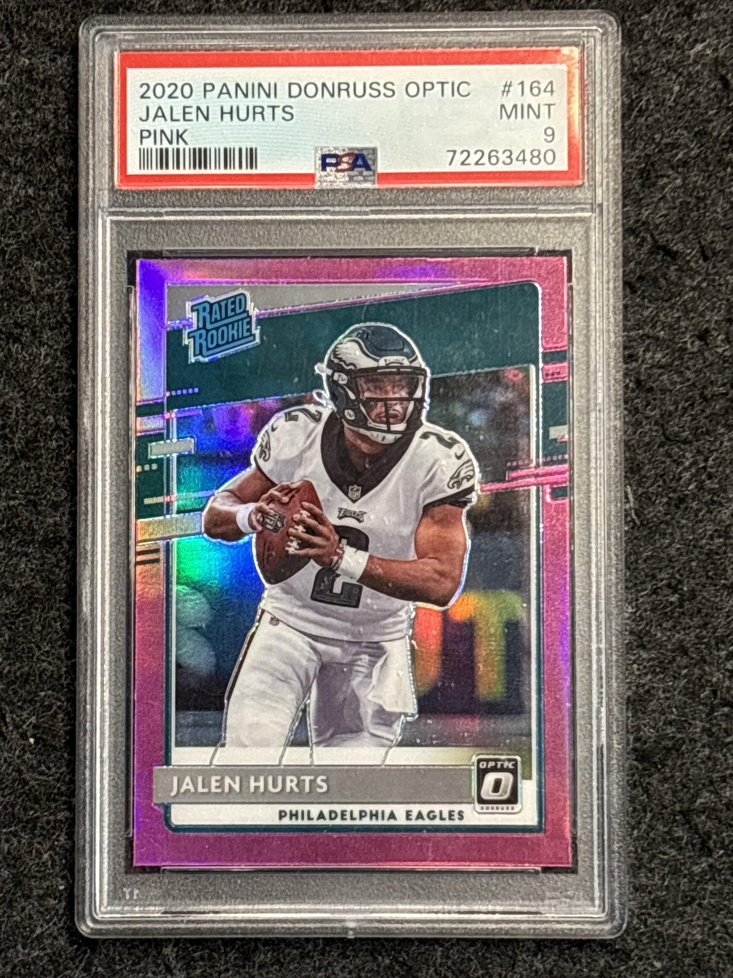 2020 Donruss Optic #164 Jalen Hurts Pink PSA 9 Philadelphia Eagles Rookie
