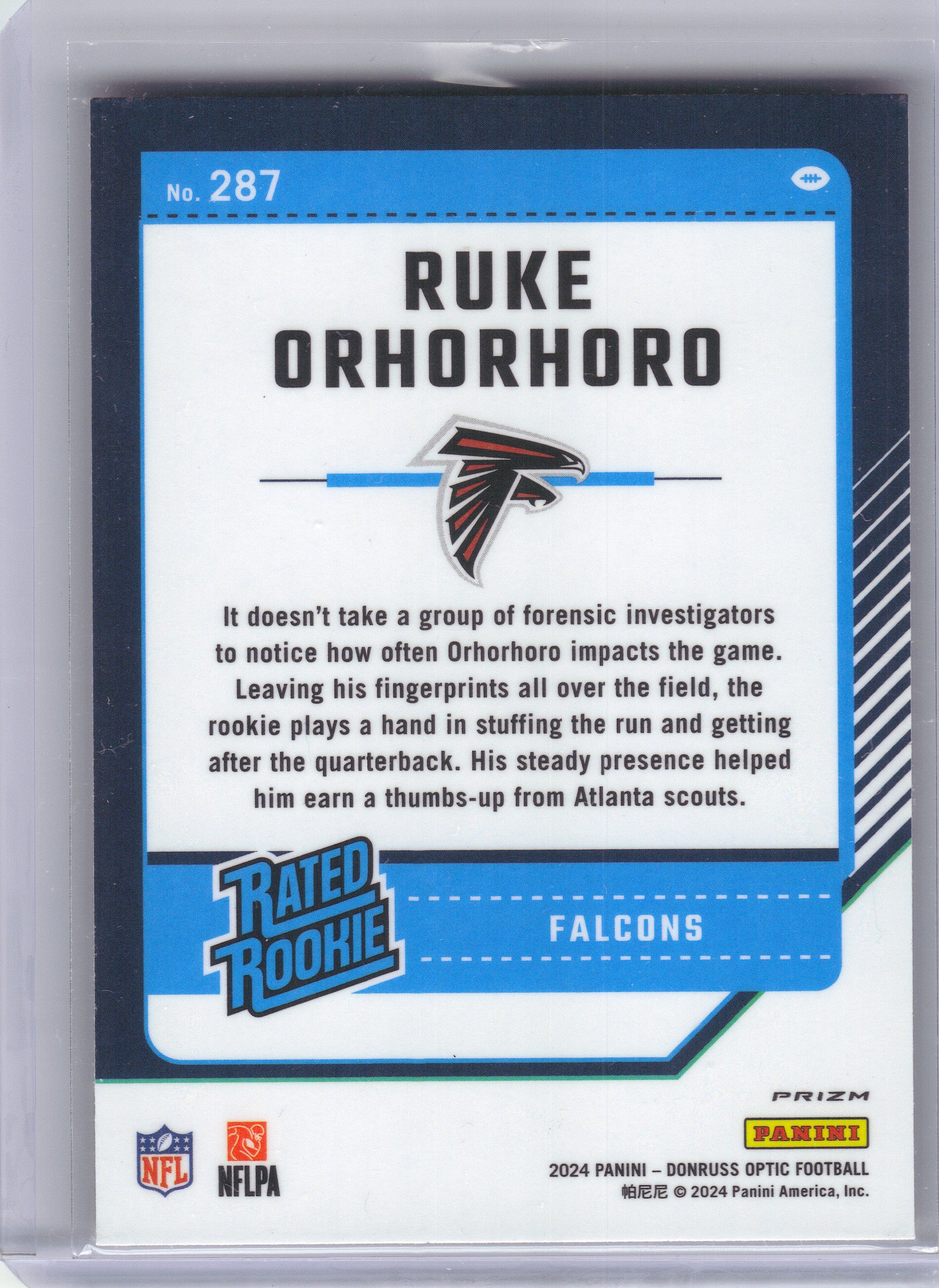 2024 Donruss Optic #287 Ruke Orhorhoro Stars Red Atlanta Falcons