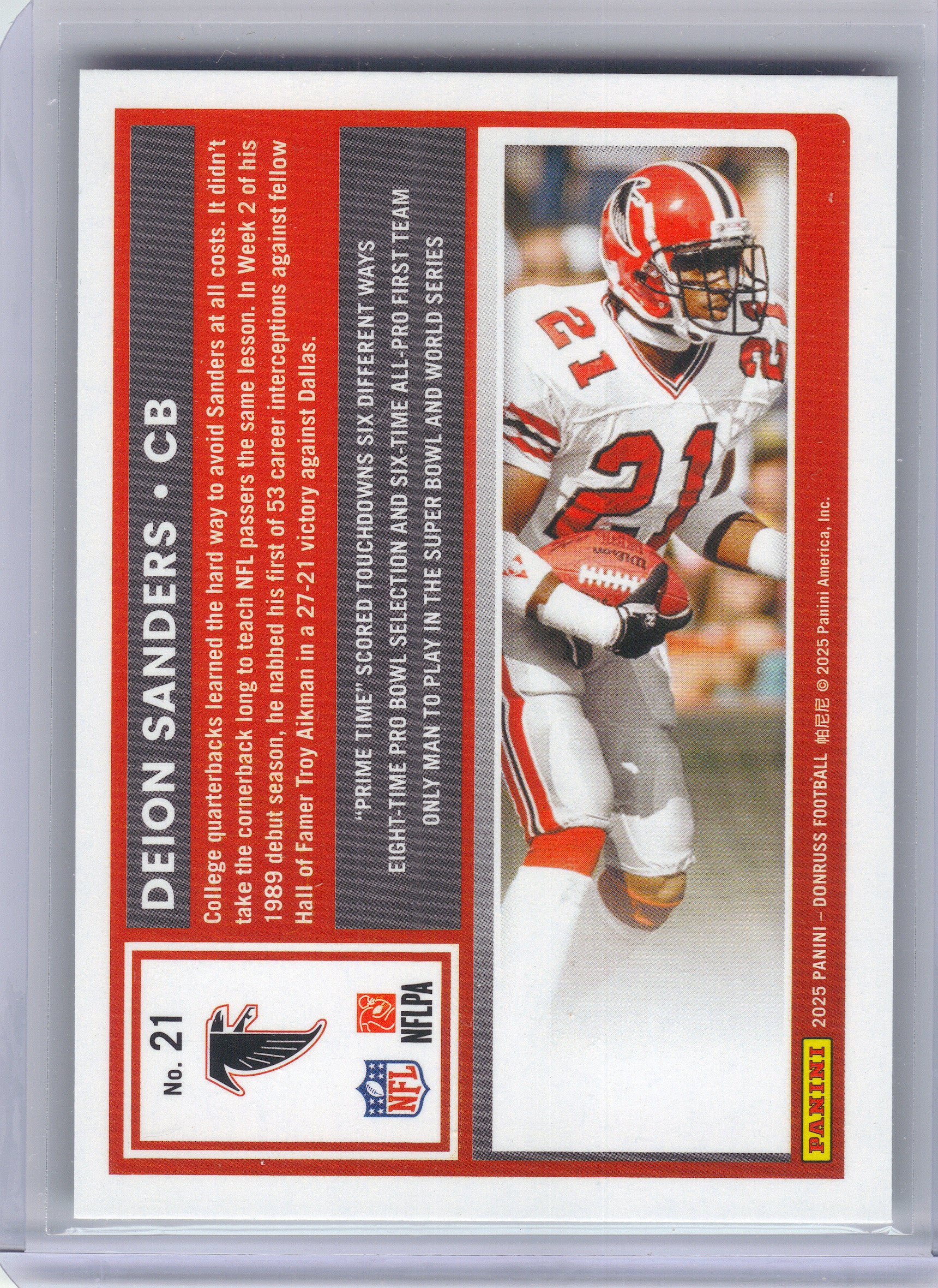 2025 Donruss #21 Deion Sanders Press Proofs Green Atlanta Falcons