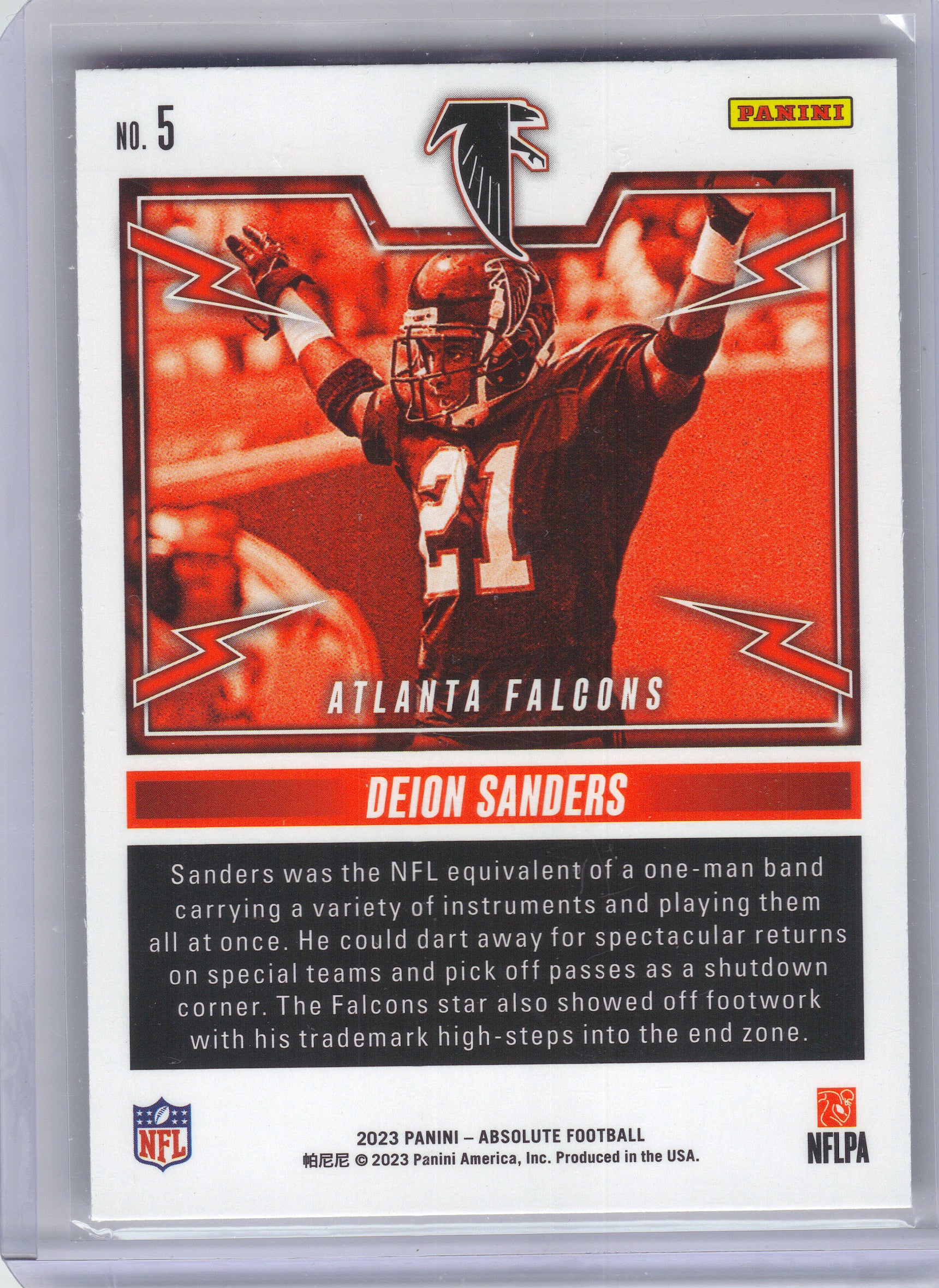 2023 Panini Absolute #5 Deion Sanders Rock Out Atlanta Falcons