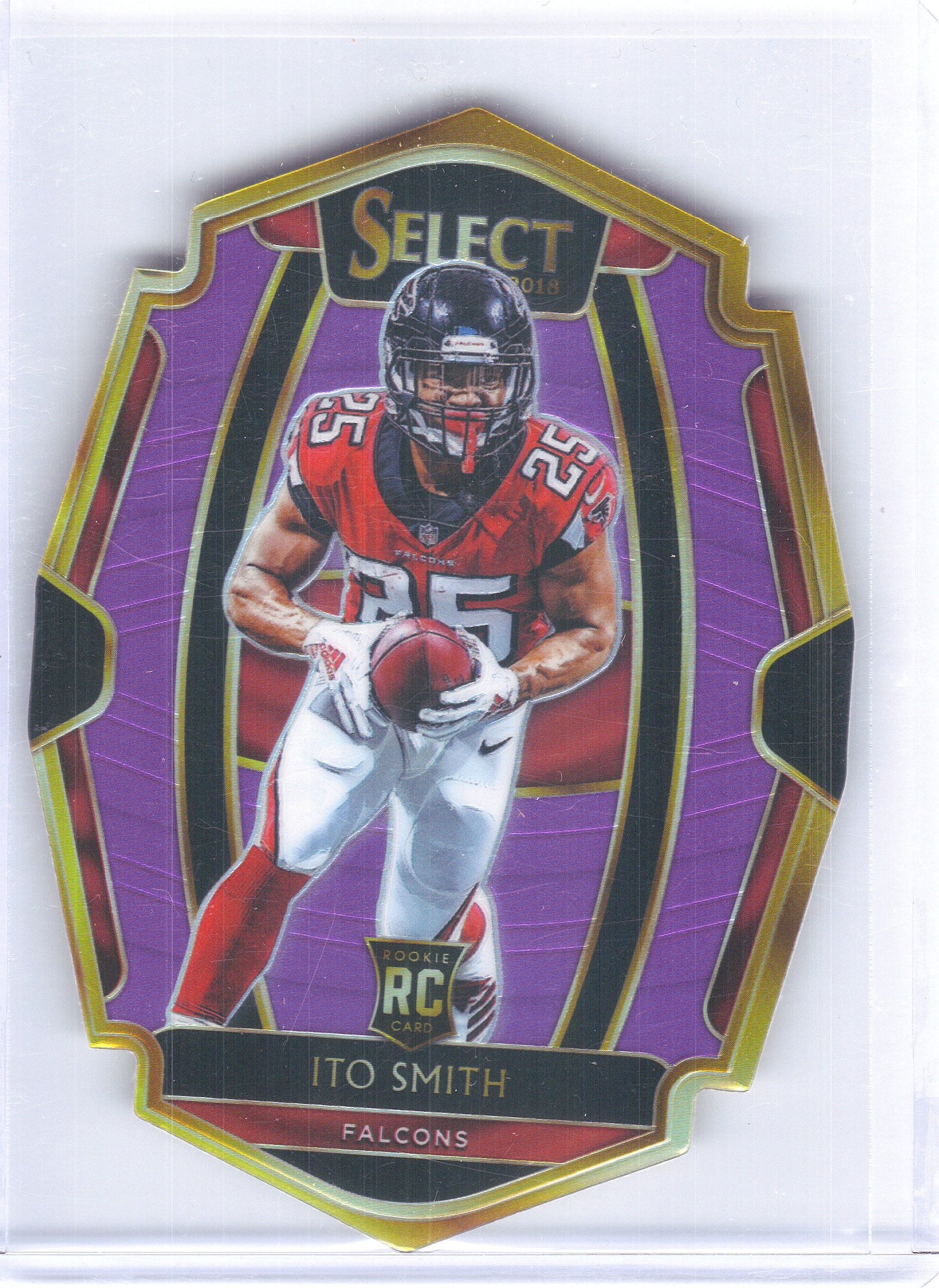 2018 Panini Select #121 Ito Smith Purple Prizm Die Cut #/75 Atlanta Falcons SN