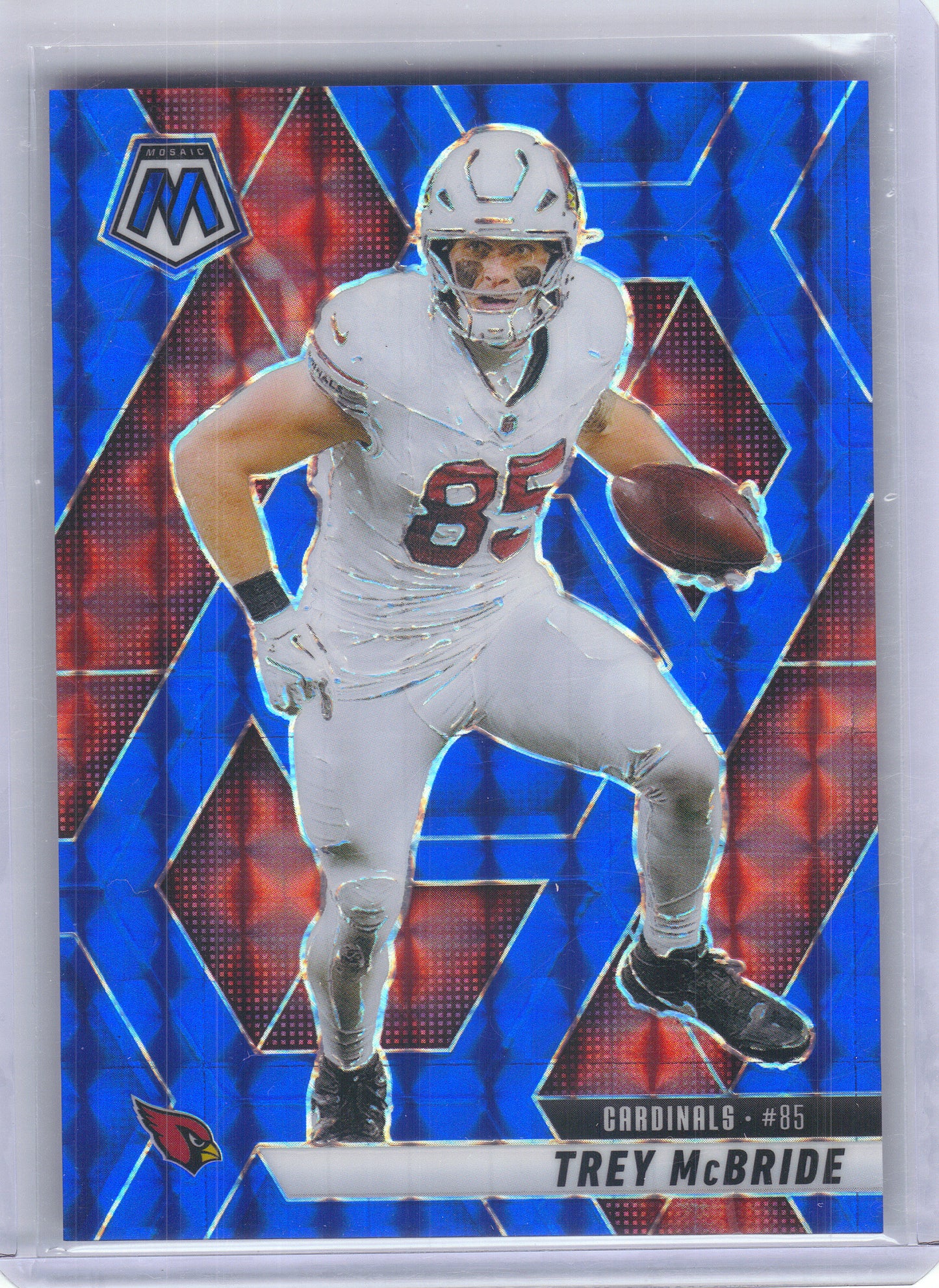 2025 Panini Mosaic #176 Trey McBride Mosaic Blue #/99 Arizona Cardinals SN