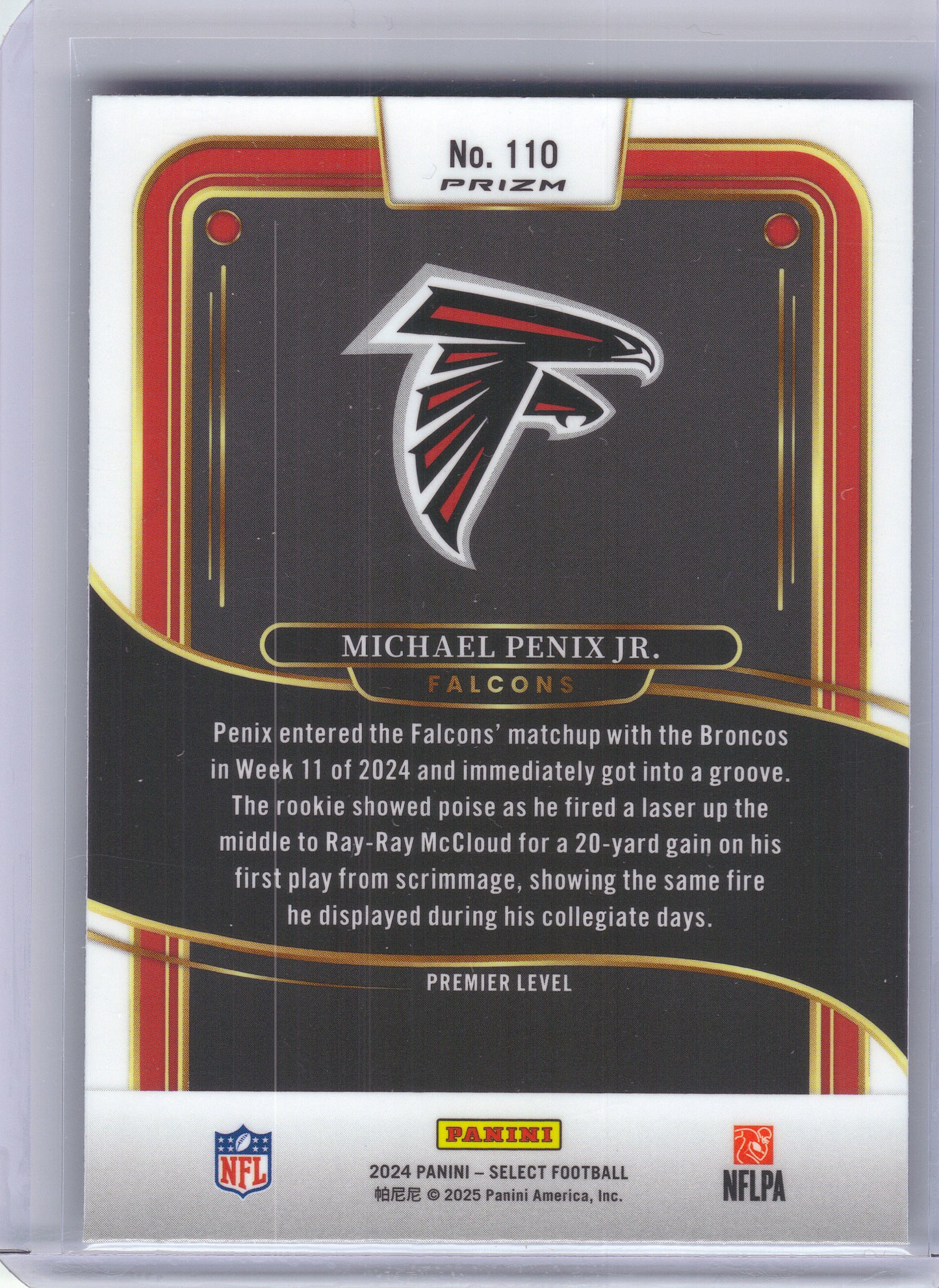 2024 Panini Select #110 Michael Penix Jr. Silver Prizm Atlanta Falcons Rookie