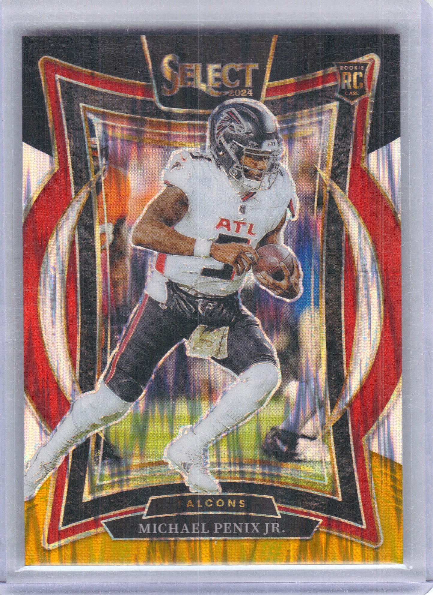 2024 Panini Select #80 Michael Penix Jr. Black & Gold Prizm Shock Atlanta Falcons Rookie