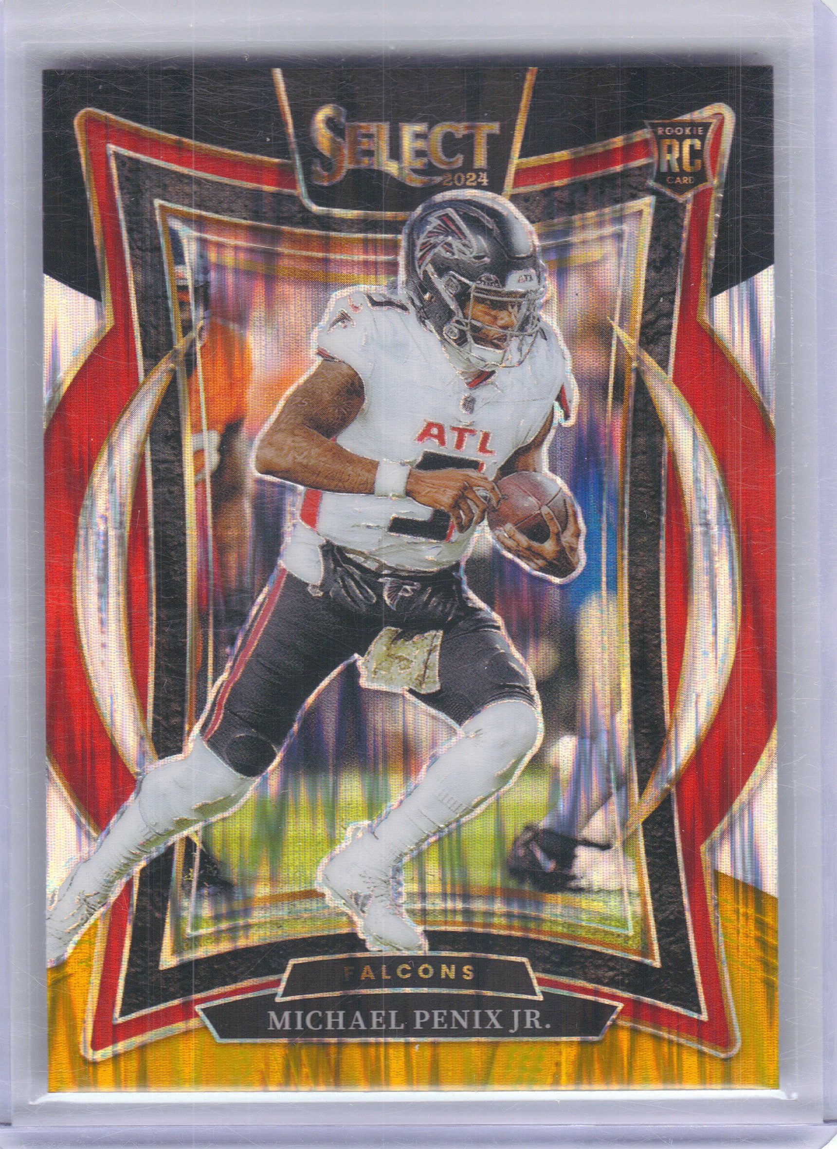 2024 Panini Select #80 Michael Penix Jr. Black & Gold Prizm Shock Atlanta Falcons Rookie