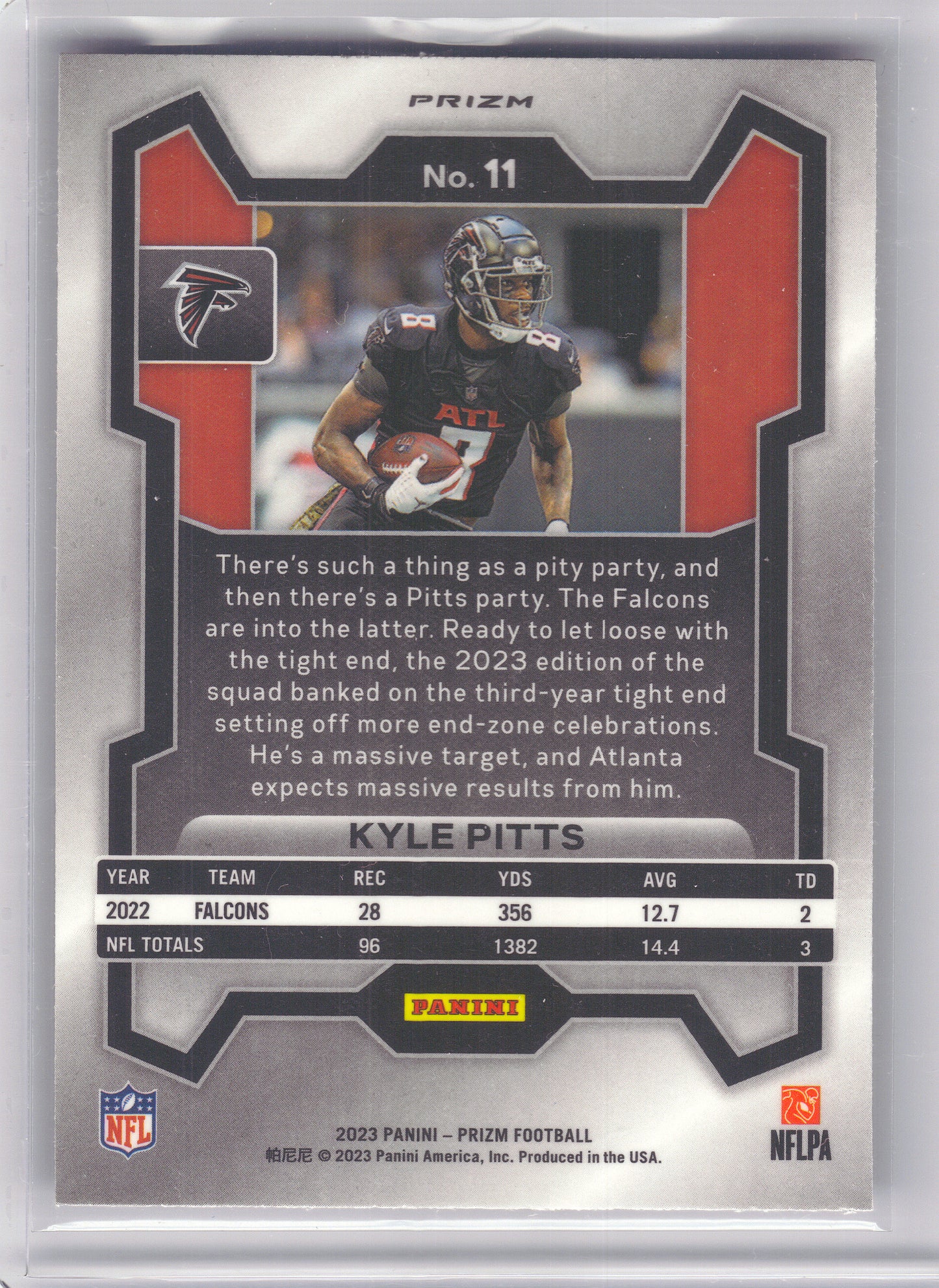 2023 Panini Prizm #11 Kyle Pitts Purple Pulsar Atlanta Falcons