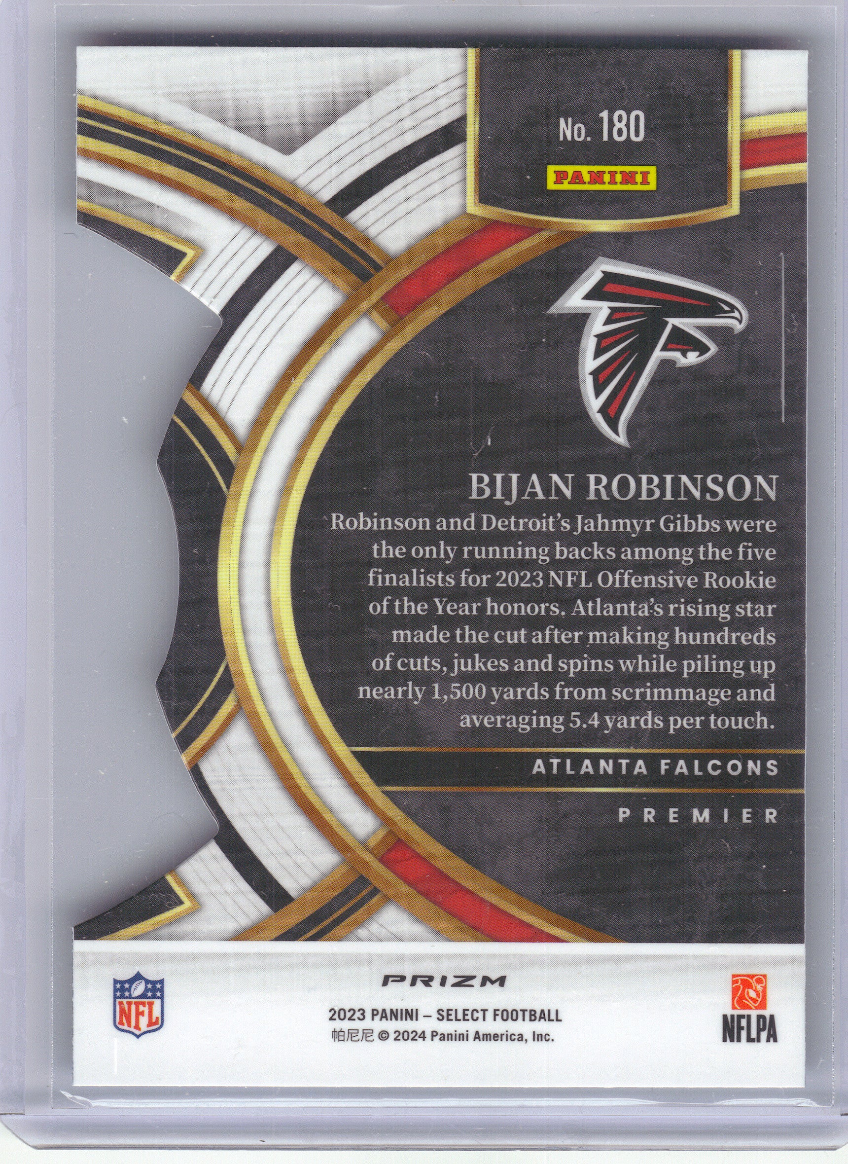 2023 Panini Select #180 Bijan Robinson Red and Blue Prizms Die Cuts Atlanta Falcons Rookie