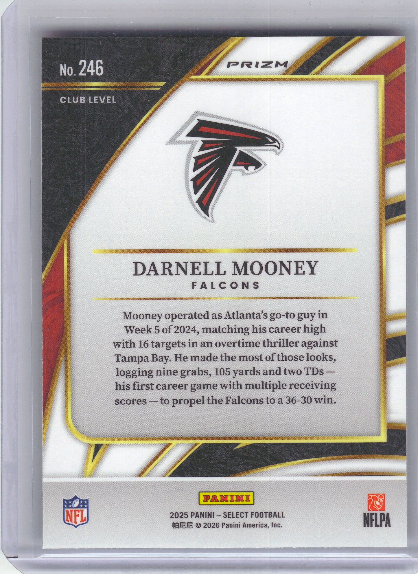 2025 Panini Select #246 Darnell Mooney Pink Prizm Shock Atlanta Falcons