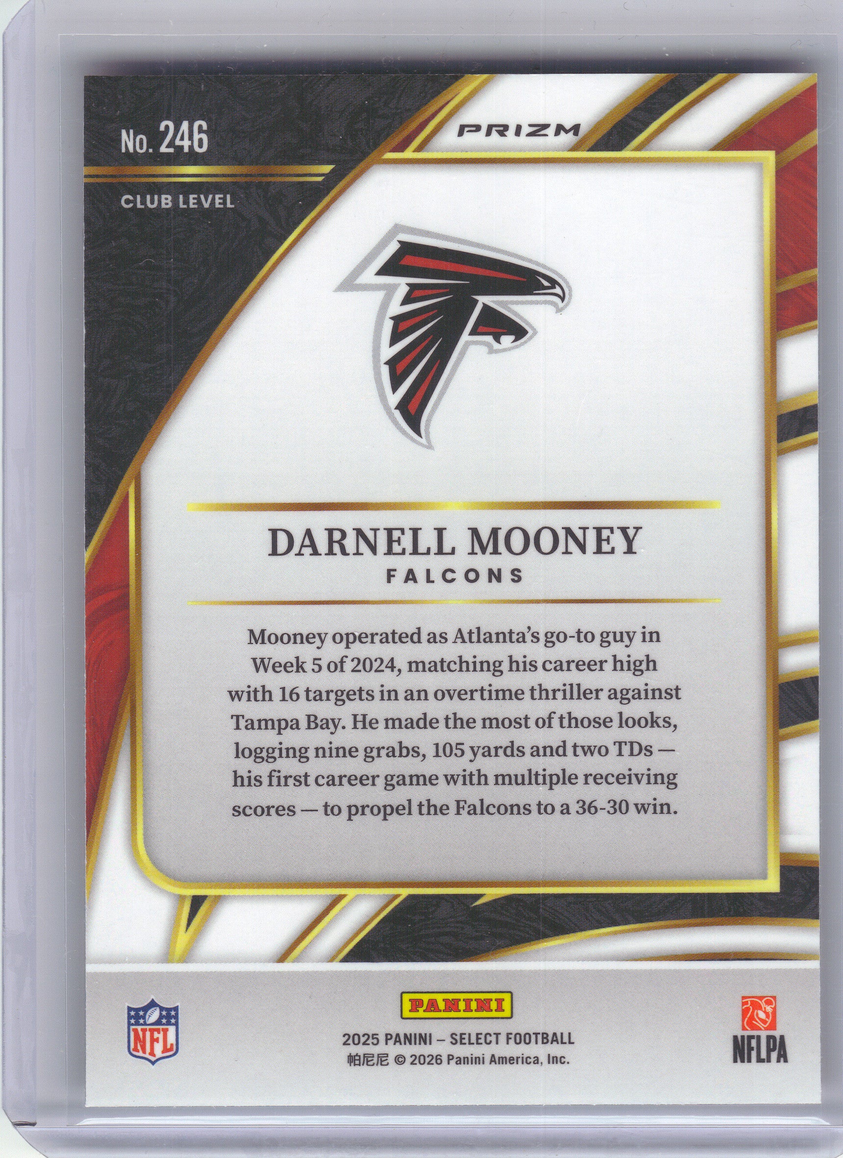 2025 Panini Select #246 Darnell Mooney Pink Prizm Shock Atlanta Falcons
