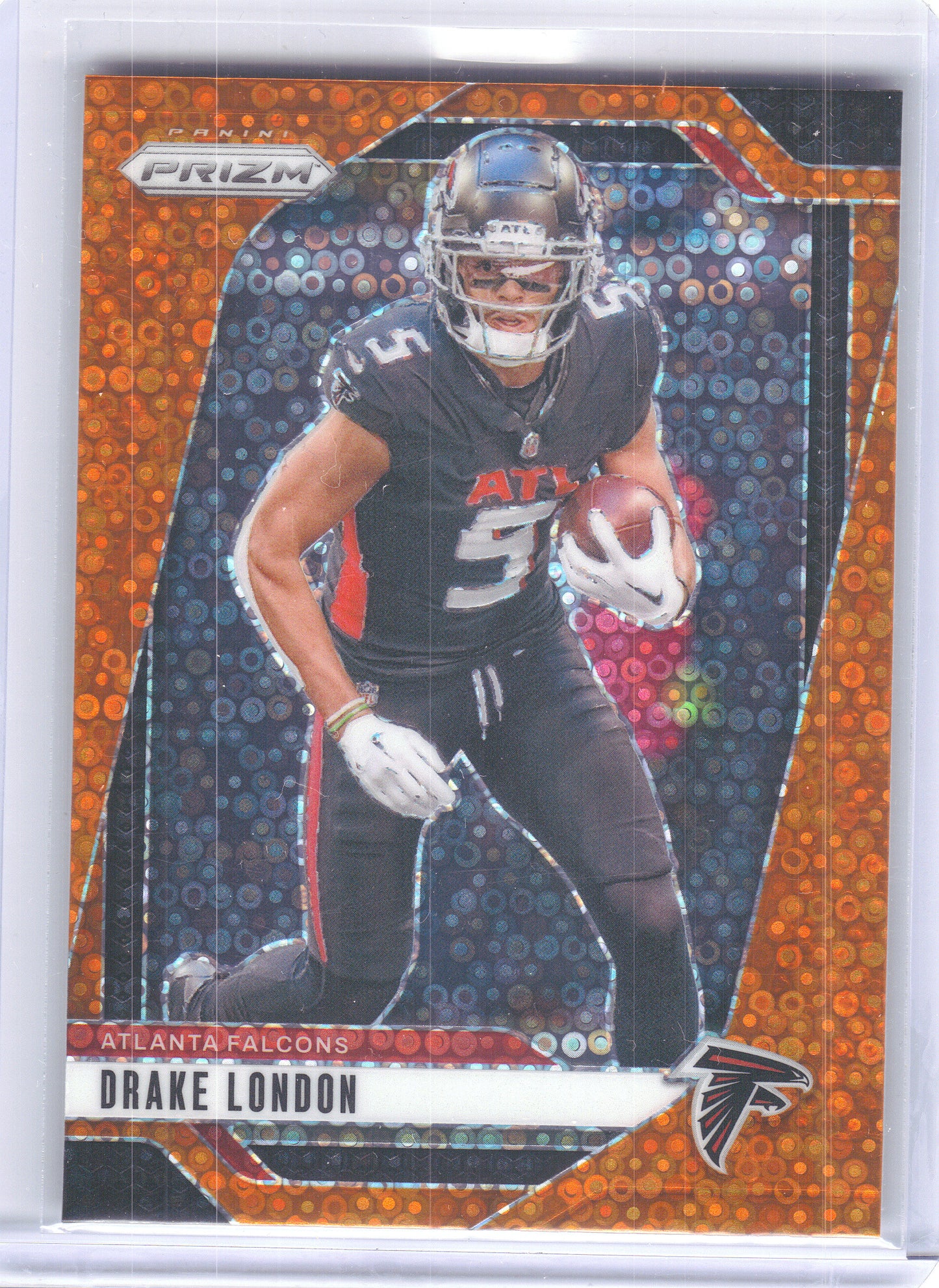 2024 Panini Prizm #12 Drake London Orange Disco Prizm Atlanta Falcons