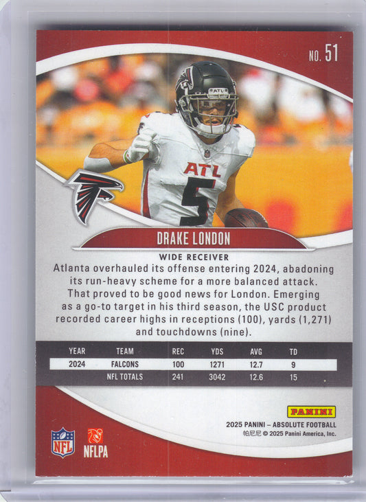 2025 Panini Absolute #51 Drake London Red, White and Blue Kaleidoscope Atlanta Falcons