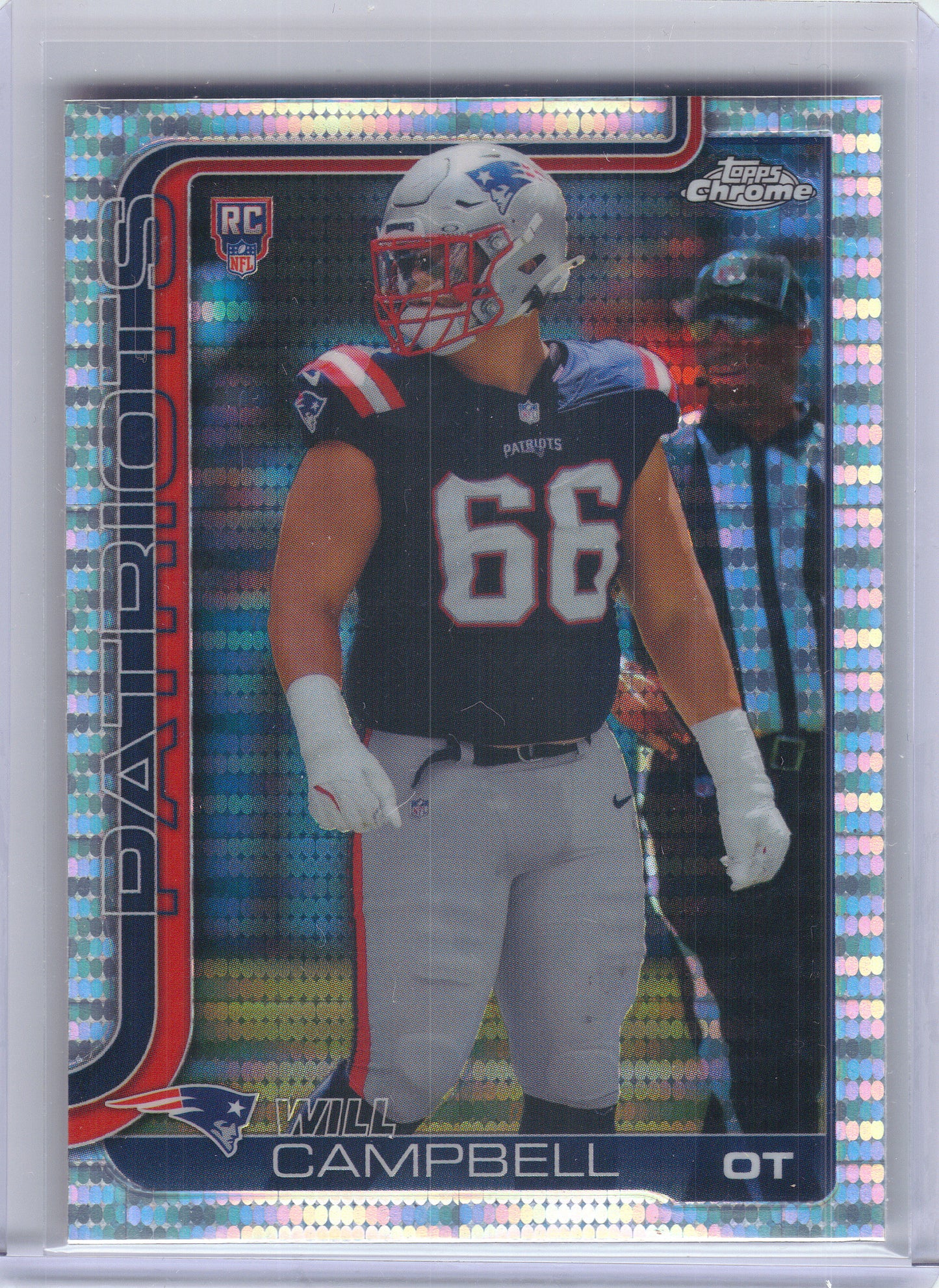 2025 Topps Chrome #379 Will Campbell Pulsar Refractor New England Patriots Rookie