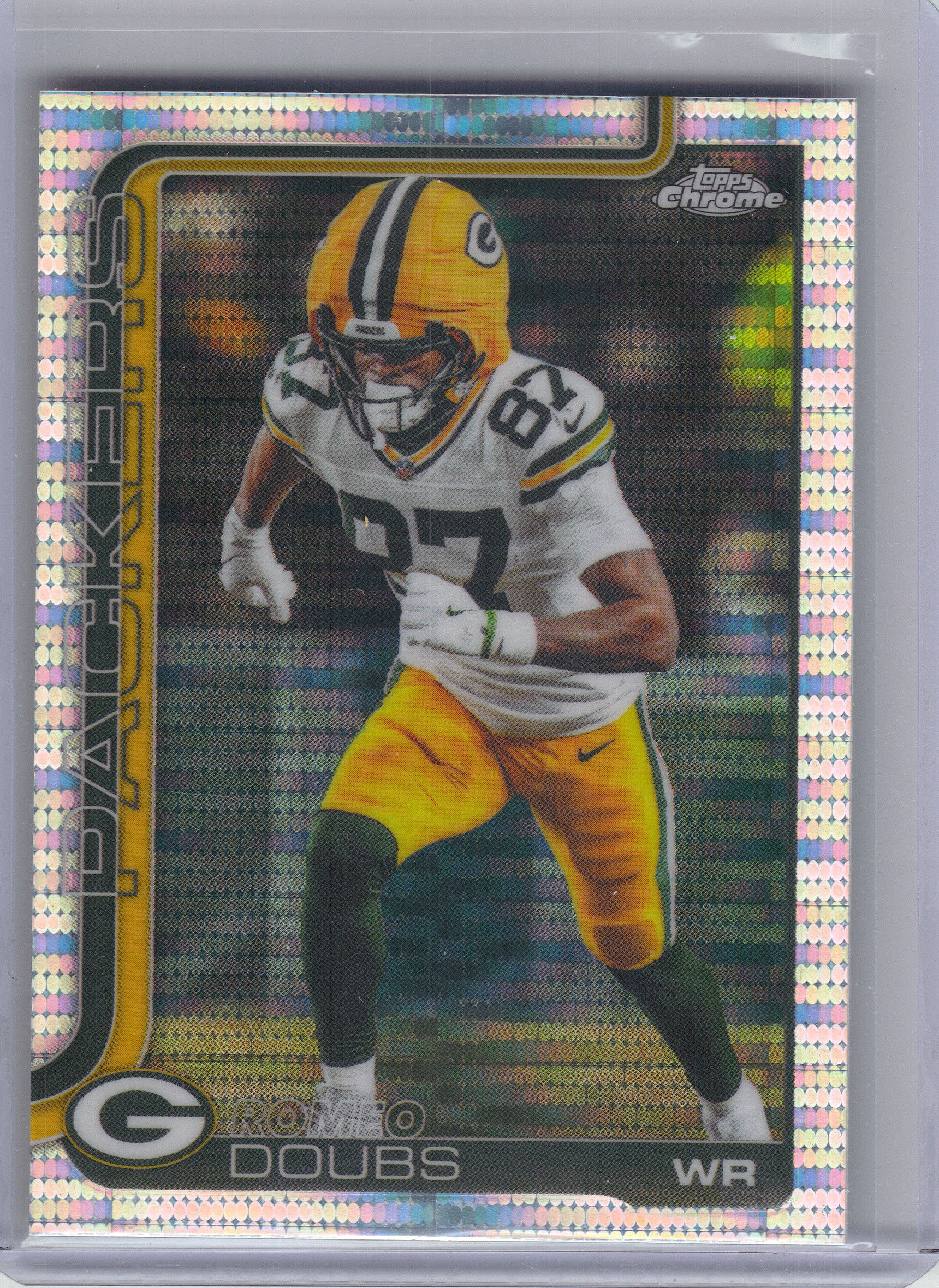 2025 Topps Chrome #106 Romeo Doubs Pulsar Refractor Green Bay Packers