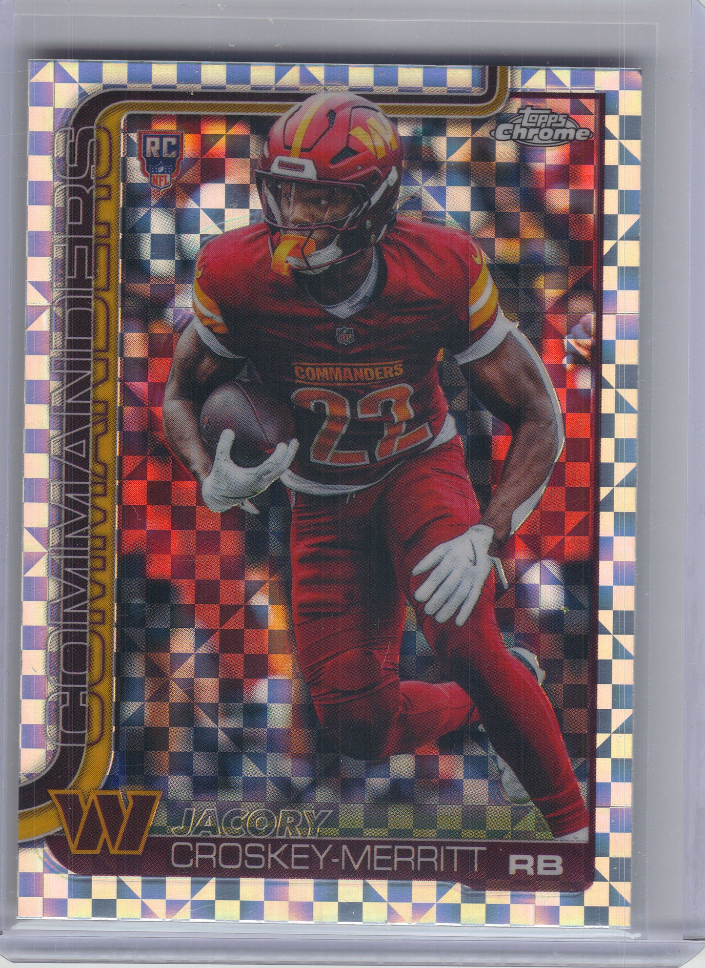 2025 Topps Chrome #387 Jacory Croskey-Merritt X-Fractor Washington Commanders Rookie