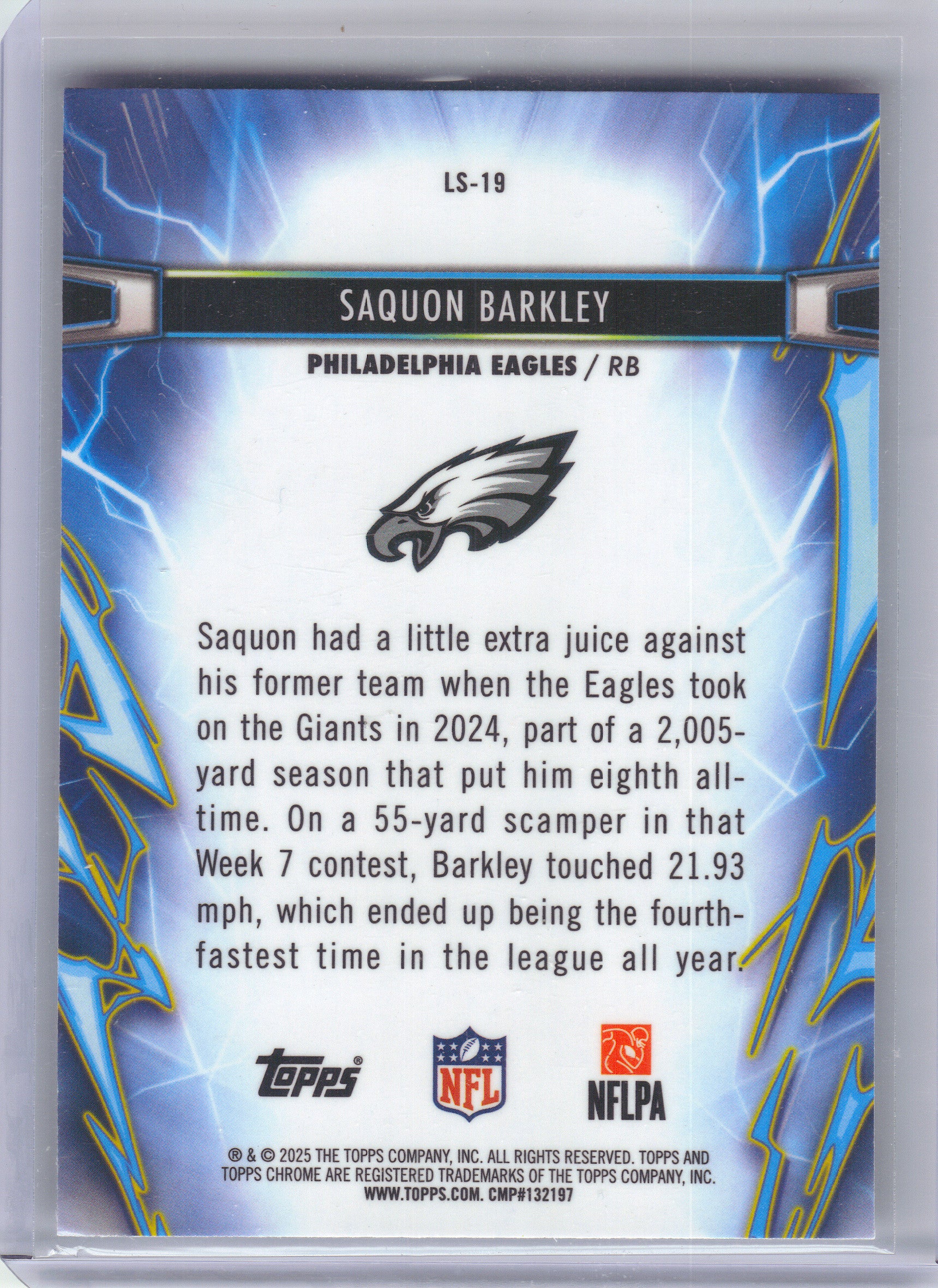2025 Topps Chrome Cosmic #LS-19 Saquon Barkley Light Speed Philadelphia Eagles
