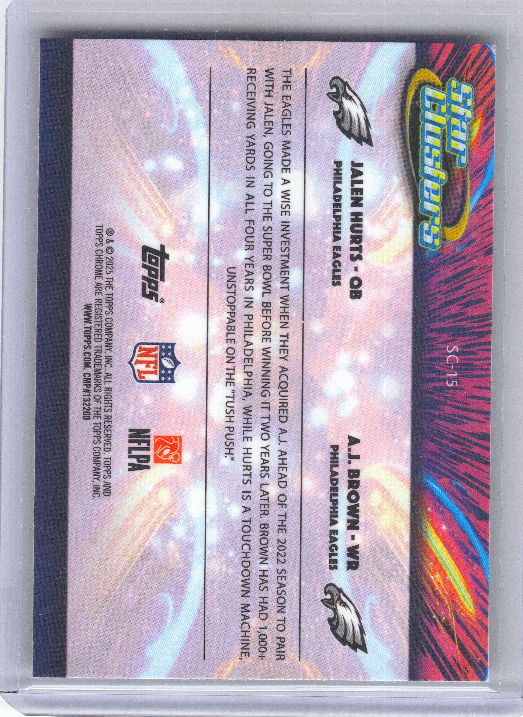 2025 Topps Chrome Cosmic #SC-15 A.J. Brown / Jalen Hurts Star Clusters Philadelphia Eagles