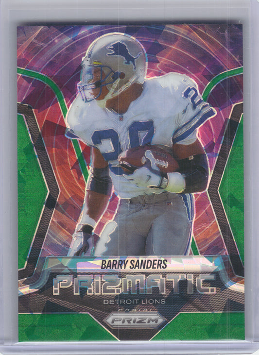 2025 Panini Prizm #19 Barry Sanders Prizmatic Green Ice Detroit Lions