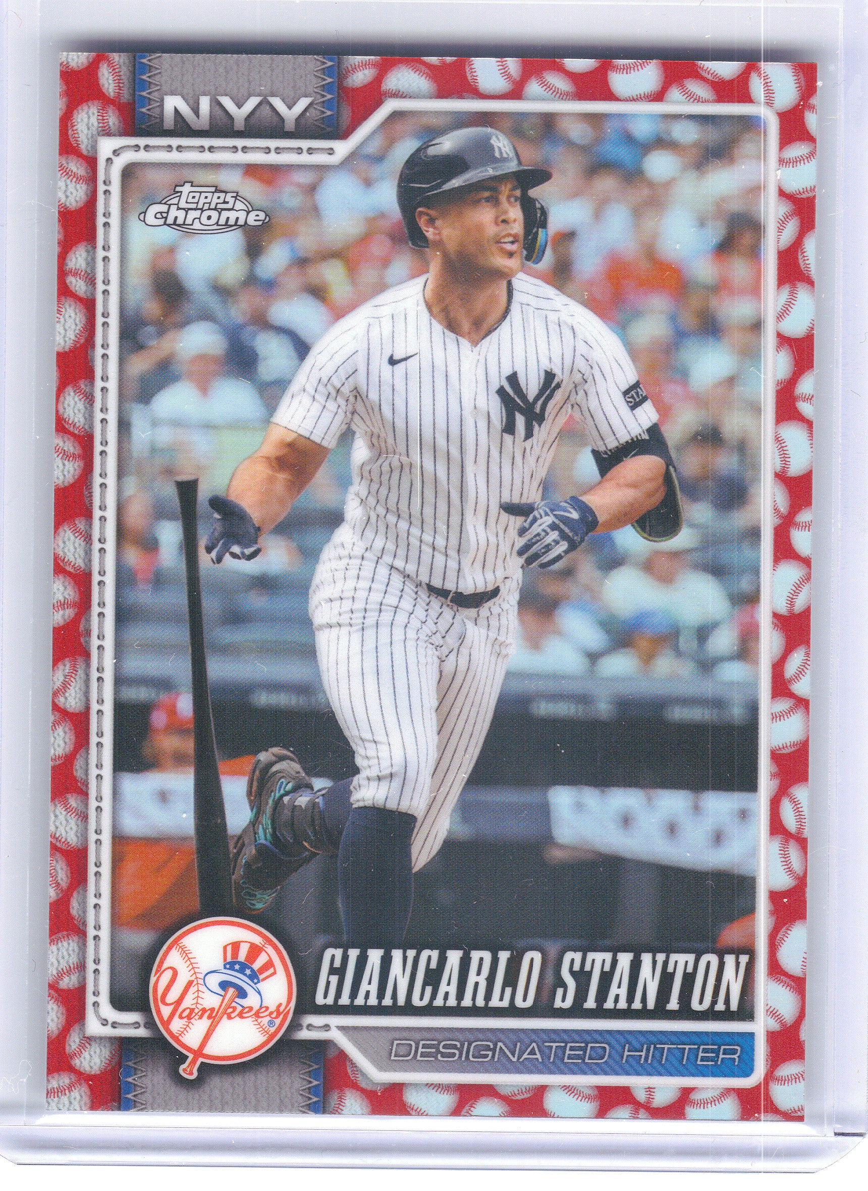 2026 Topps Chrome #144 Giancarlo Stanton Baseball Seams Refractors New York Yankees