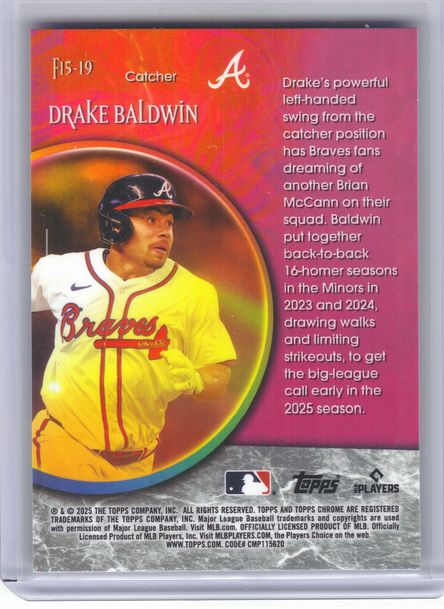 2025 Topps Chrome Update #F15-19 Drake Baldwin Fortune 15 Atlanta Braves