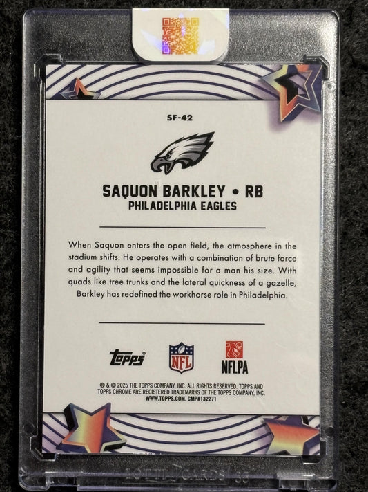 2025 Topps Chrome Cosmic #SF-42 Saquon Barkley Starfractor Orange SSP Philadelphia Eagles SN