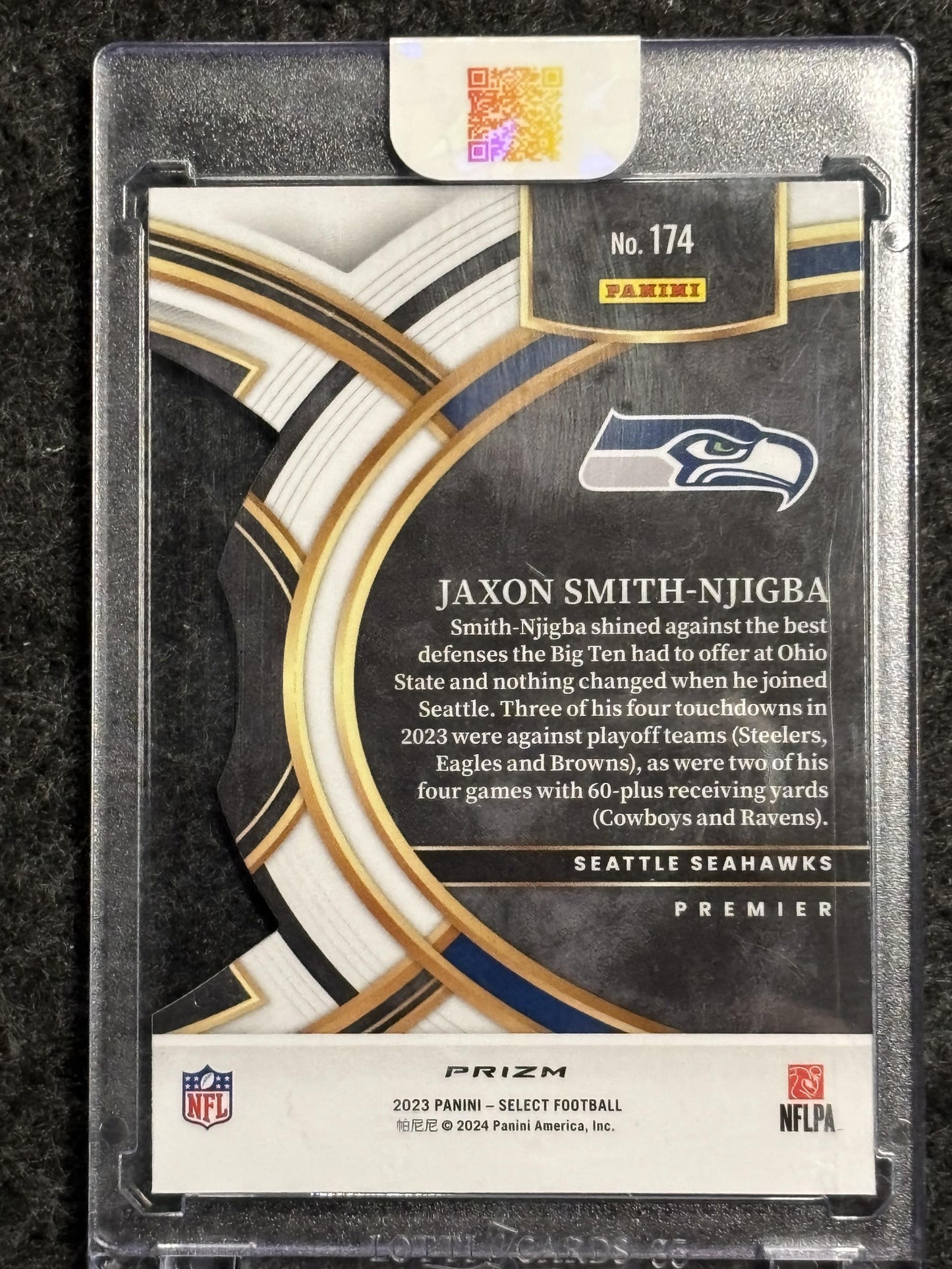 2023 Panini Select #174 Jaxon Smith-Njigba Zebra Prizms Die Cuts SSP Seattle Seahawks Rookie