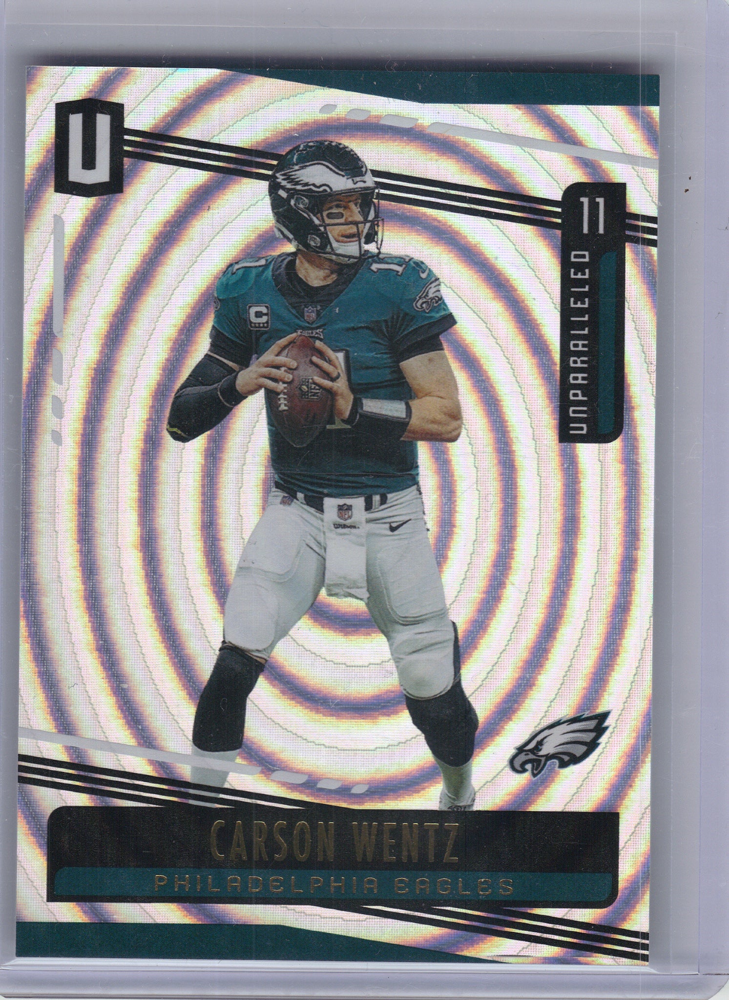 2019 Panini Unparalleled #101 Carson Wentz Whirl #/129 Philadelphia Eagles SN