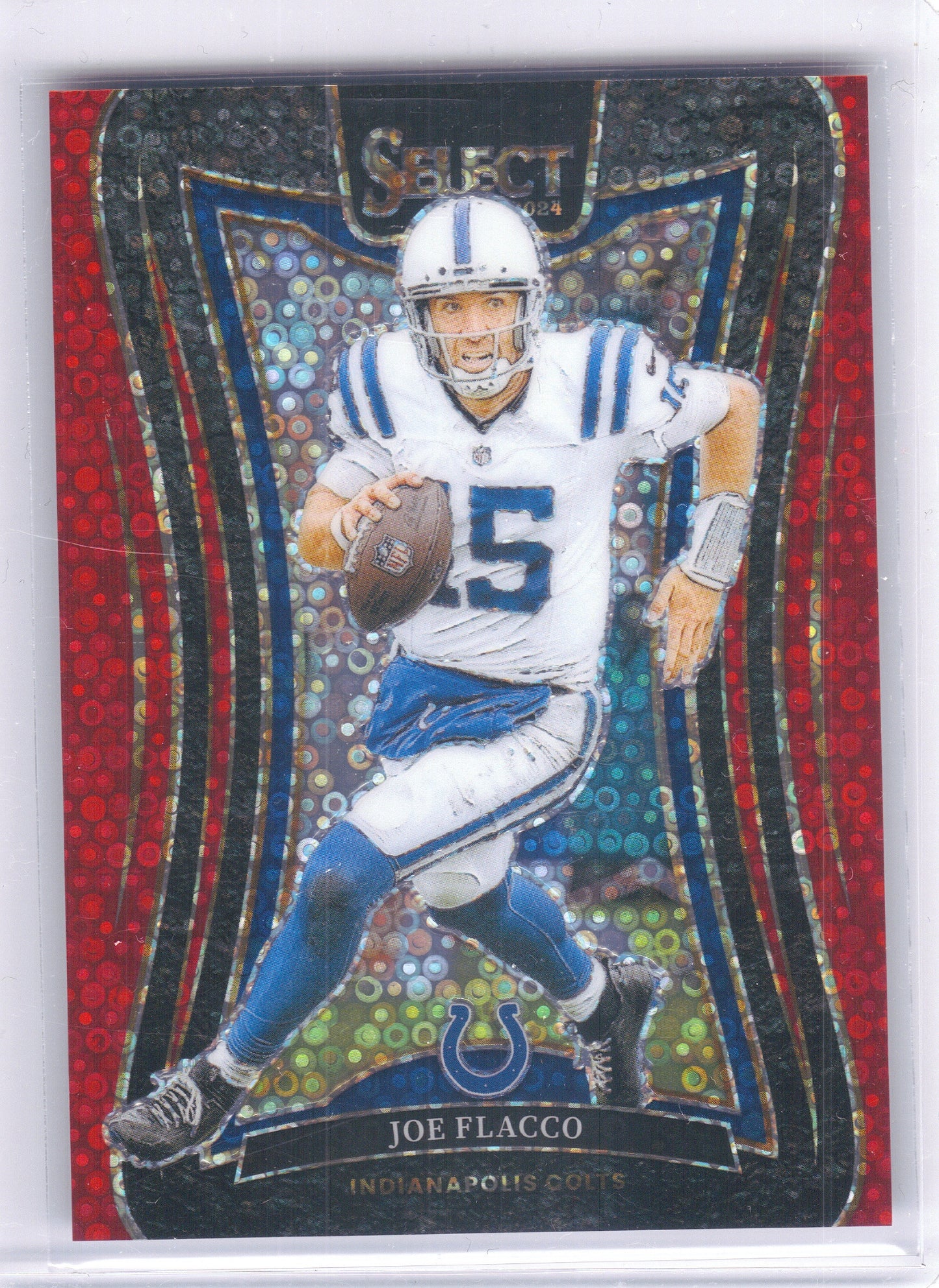 2024 Panini Select #351 Joe Flacco Red Disco Prism #/49 Indianapolis Colts SN