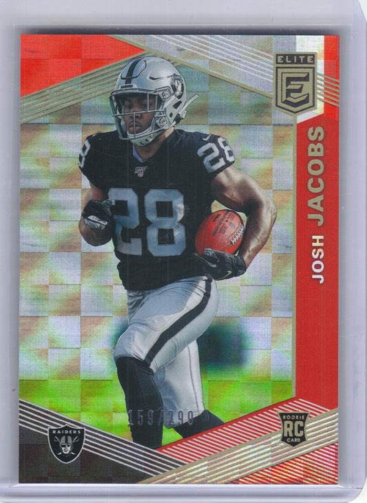 2019 Donruss Elite #108 Josh Jacobs Red #/299 Oakland Raiders SN, Rookie