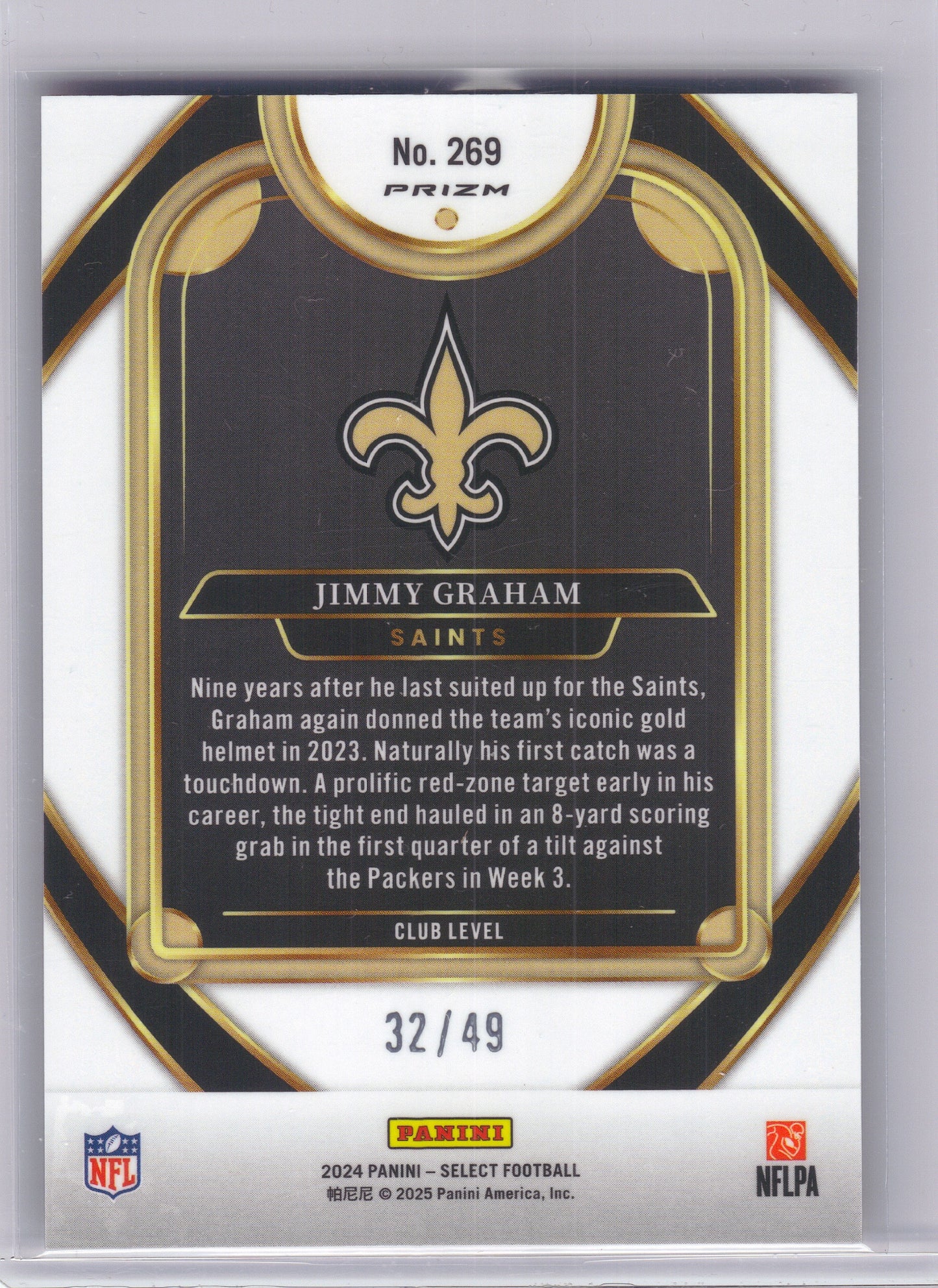 2024 Panini Select #269 Jimmy Graham Red Disco Prism #/49 New Orleans Saints SN