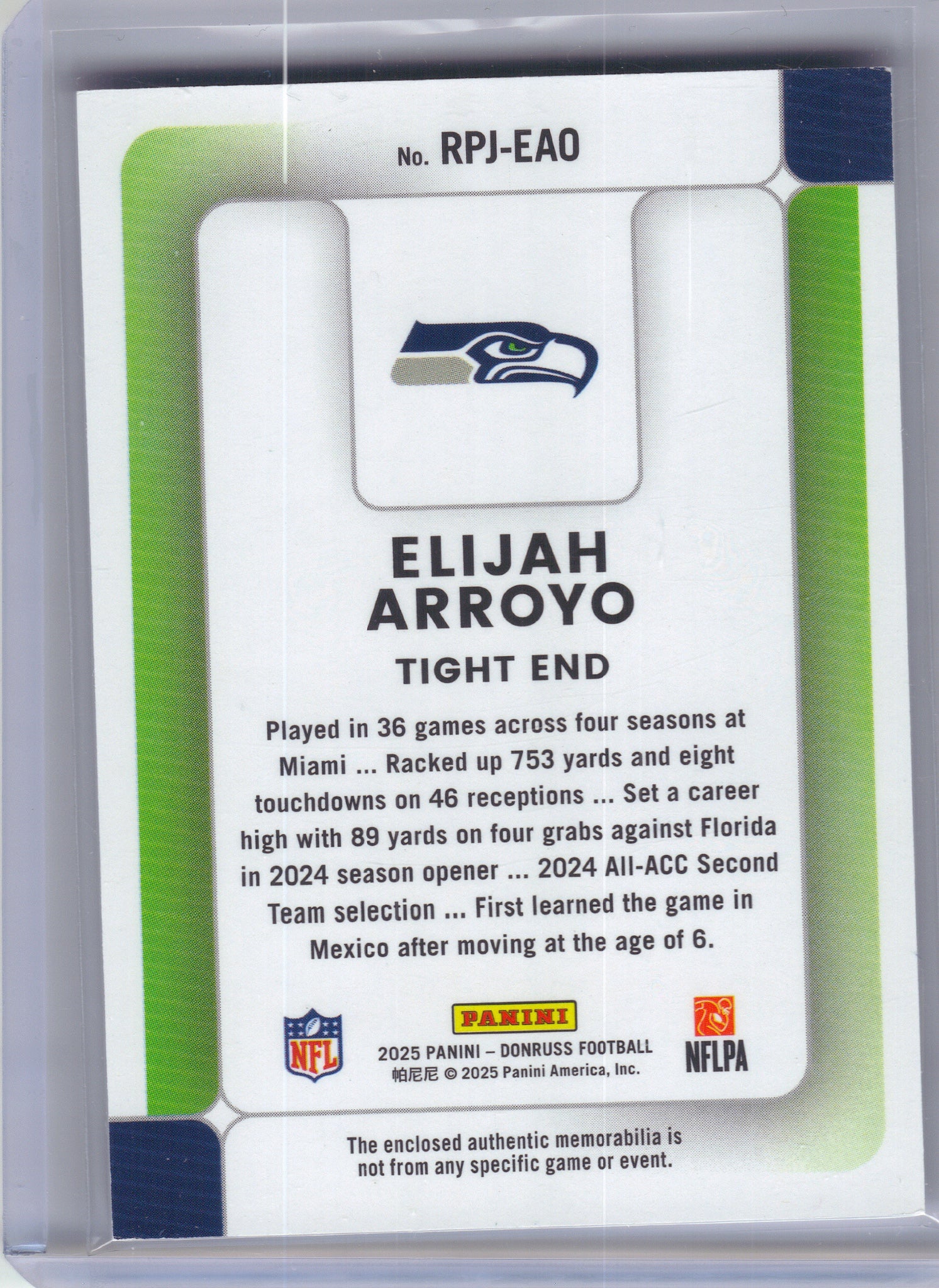 2025 Donruss #RPJ-JHS Jayden Higgins Rookie Phenom Jerseys Houston Texans Memorabilia