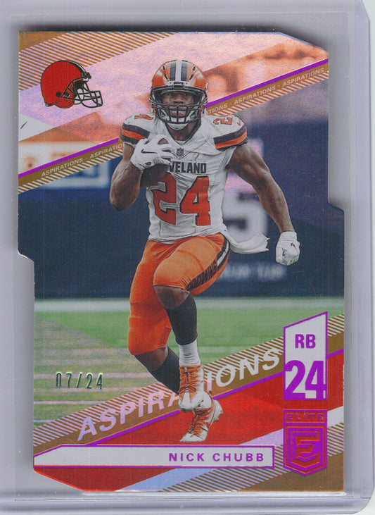 2019 Donruss Elite #97 Nick Chubb Aspirations Die Cut #/24 Cleveland Browns SN