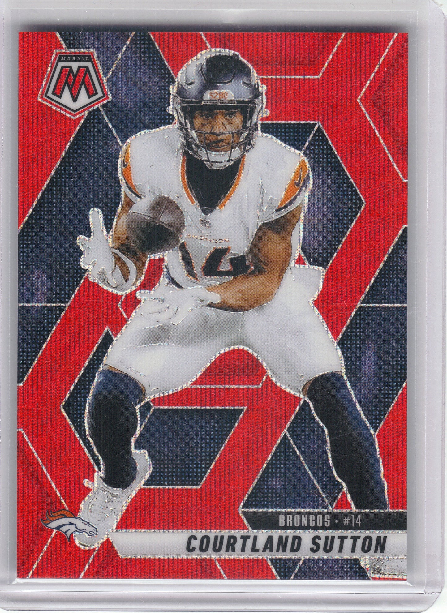 2025 Panini Mosaic #64 Courtland Sutton Mosaic Red Wave #/27 Denver Broncos SN