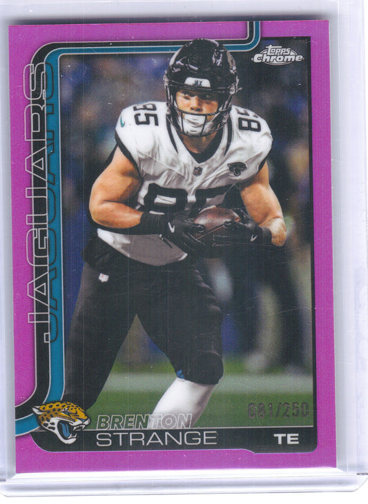 2025 Topps Chrome #137 Brenton Strange Pink Refractor #/250 Jacksonville Jaguars SN