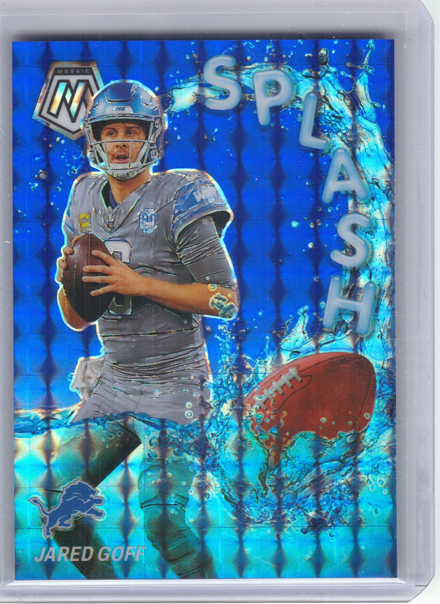 2024 Panini Mosaic #SS-JGF Jared Goff Splash Mosaic Blue #/99 Detroit Lions SN