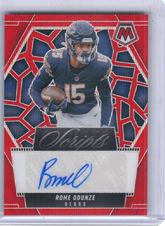 2025 Panini Mosaic #SCR-ROE Rome Odunze Scripts Red Wave Chicago Bears Auto