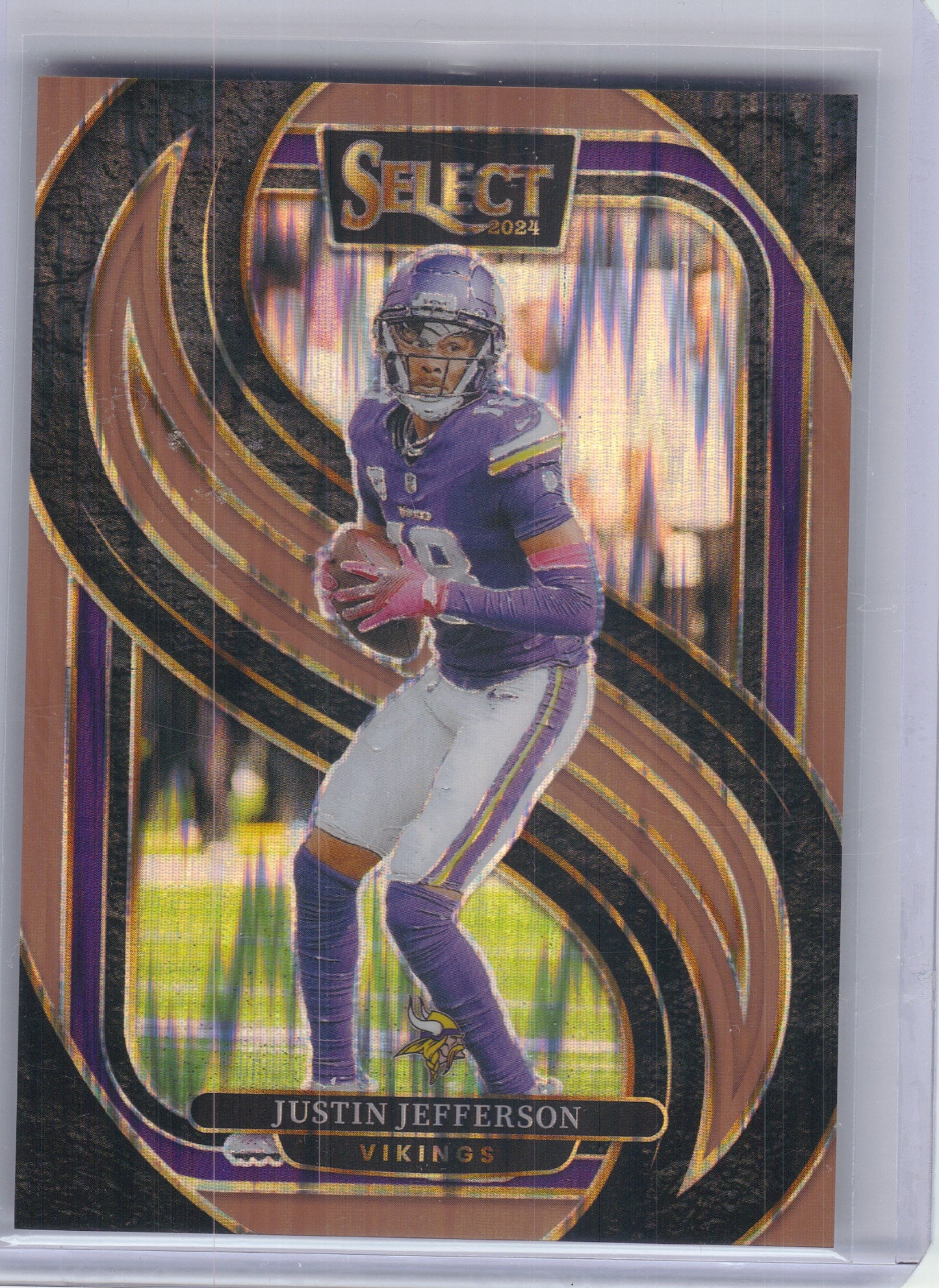 2024 Panini Select #174 Justin Jefferson Copper Prizm Shock #/299 Minnesota Vikings SN