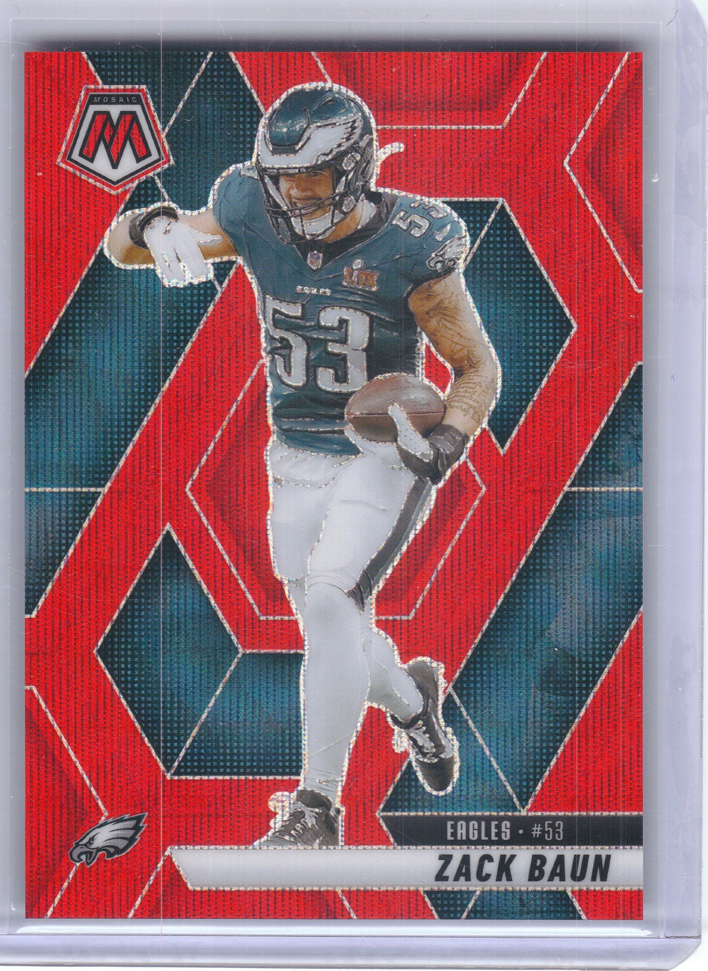2025 Panini Mosaic #141 Zack Baun Mosaic Red Wave #/27 Philadelphia Eagles SN