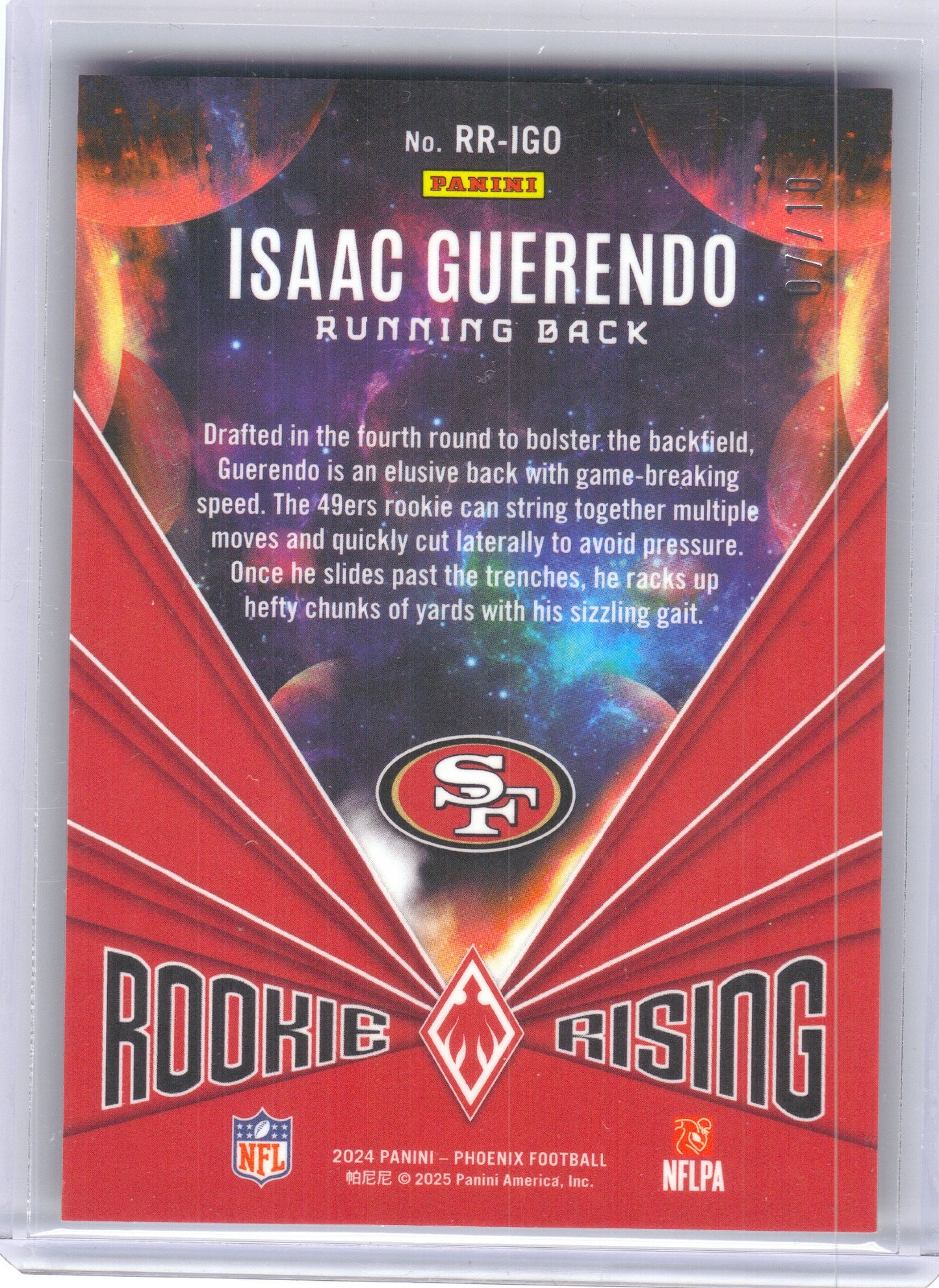 2024 Panini Phoenix #RR-IGO Isaac Guerendo Rookie Rising Gold #/10 San Francisco 49ers SN