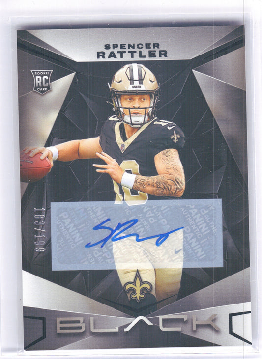 2024 Panini Black #188 Spencer Rattler Rookies Autographs #/199 New Orleans Saints SN, Rookie, Auto