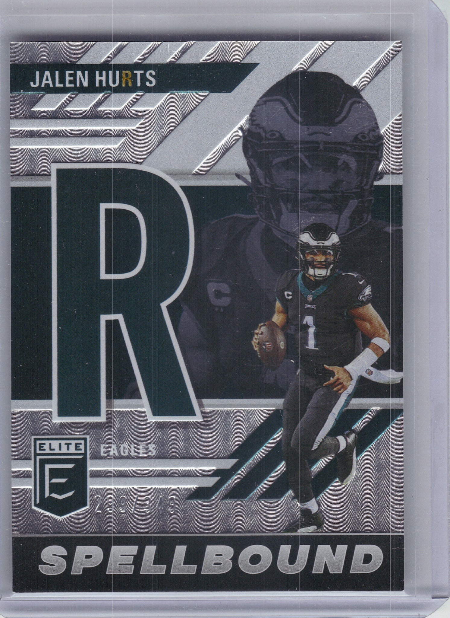 2023 Donruss Elite #SB-JH3 Jalen Hurts Spellbound #/349 Philadelphia Eagles SN