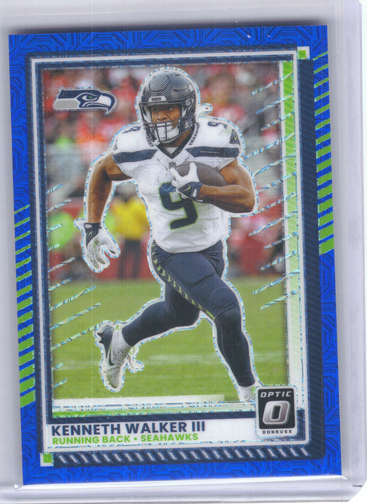 2025 Donruss Optic #133 Kenneth Walker III Blue Mojo #/55 Seattle Seahawks SN