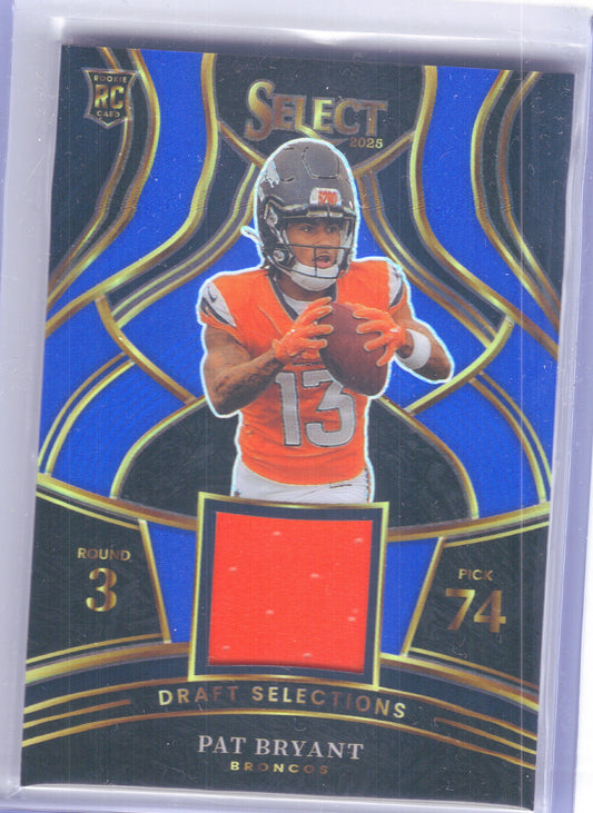 2025 Panini Select #DSM-PBT Pat Bryant Draft Selections Memorabilia Blue Prizm Denver Broncos Memorabilia