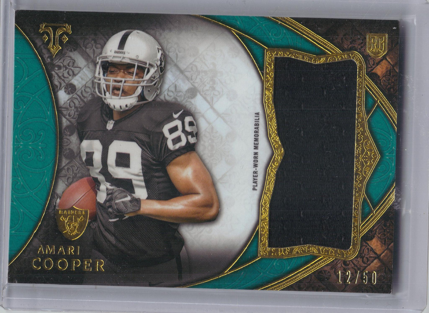 2015 Topps Triple Threads #TTRJR-AC Amari Cooper Rookie Jumbo Relics Emerald #/50 Oakland Raiders Memorabilia, SN