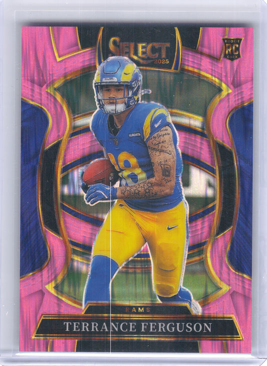 2025 Panini Select #20 Terrance Ferguson Pink Prizm Shock Los Angeles Rams Rookie