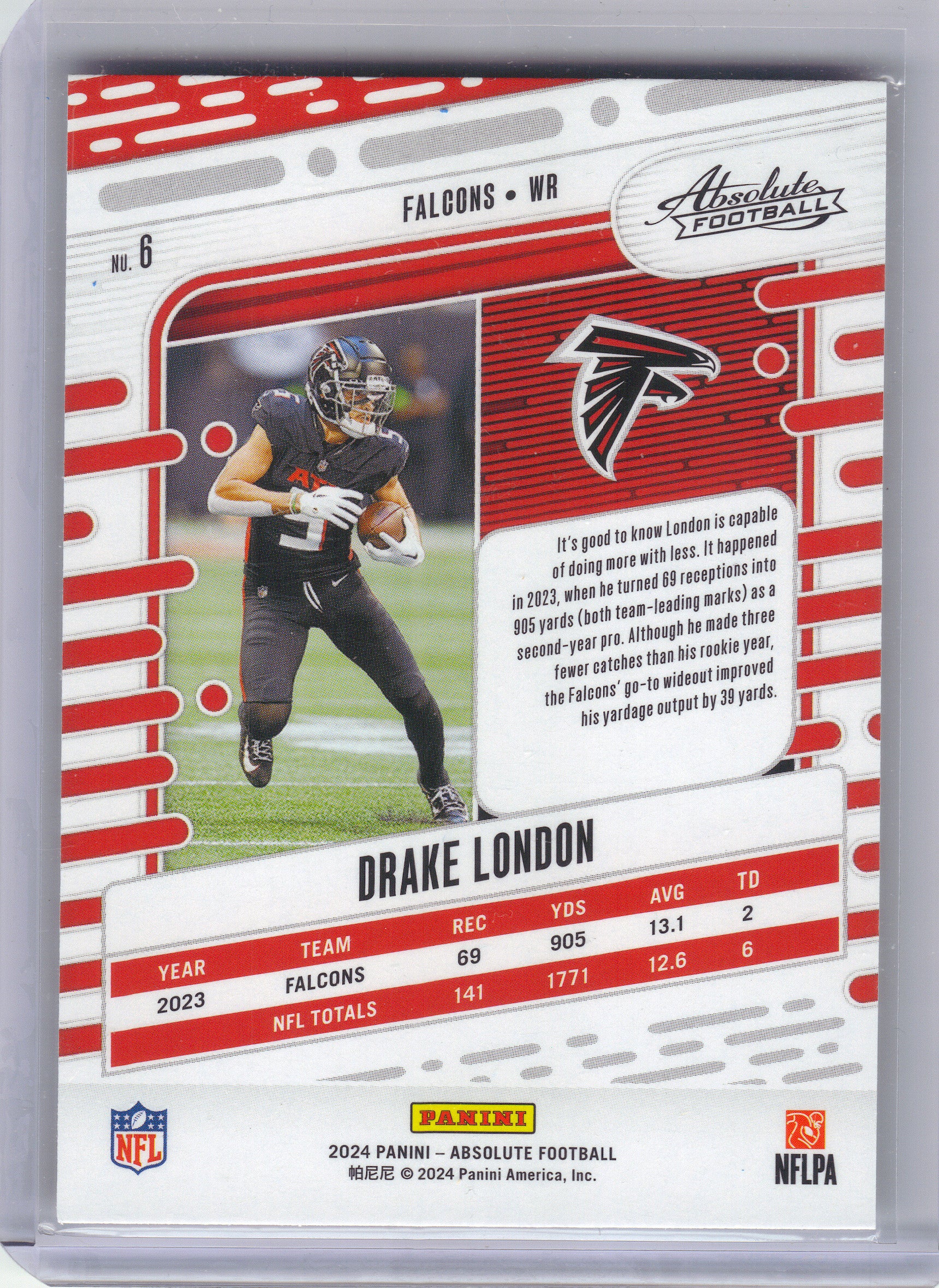 2024 Panini Absolute #6 Drake London Green Atlanta Falcons
