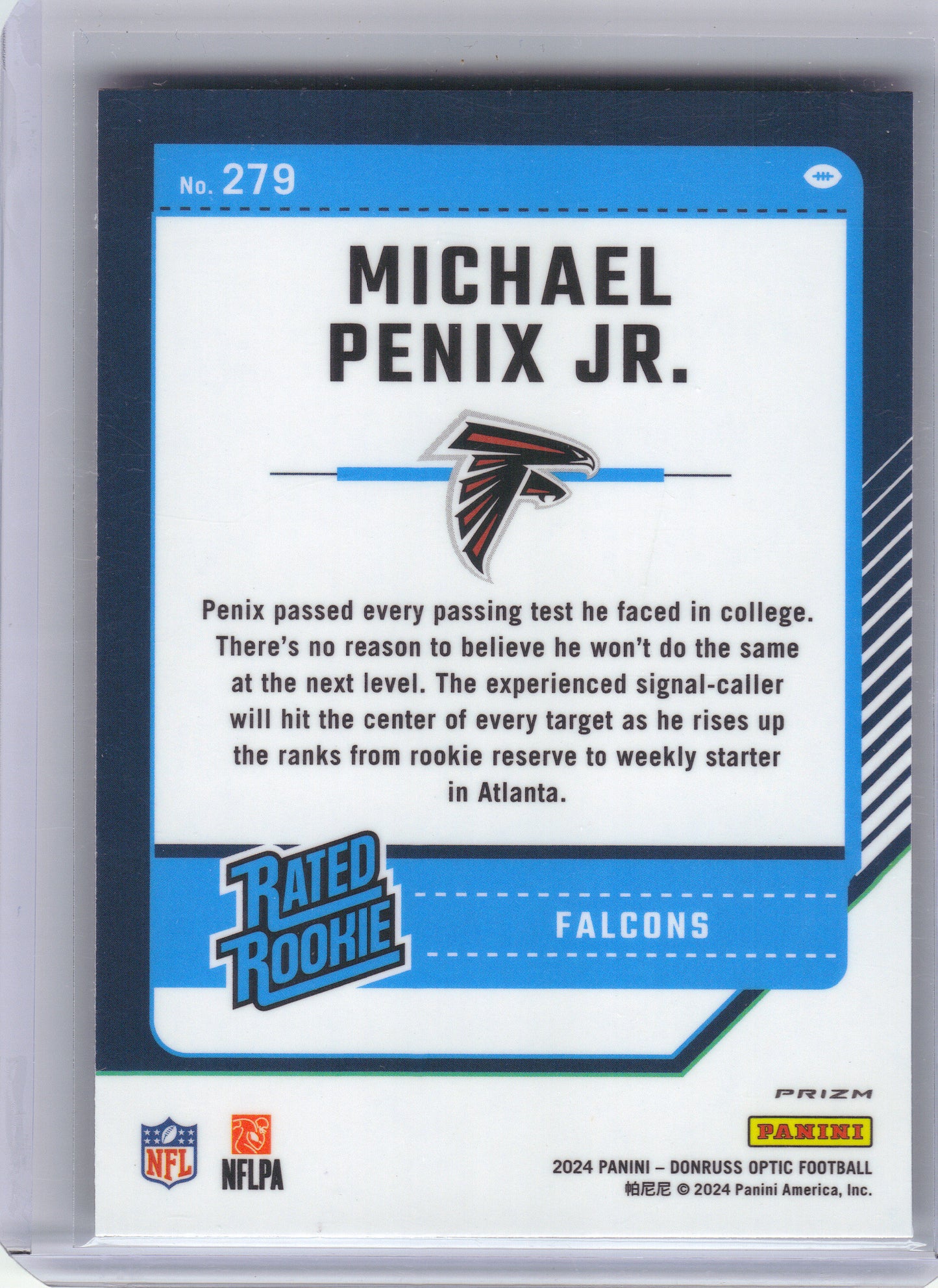2024 Donruss Optic #279 Michael Penix Jr. Purple Shock Atlanta Falcons