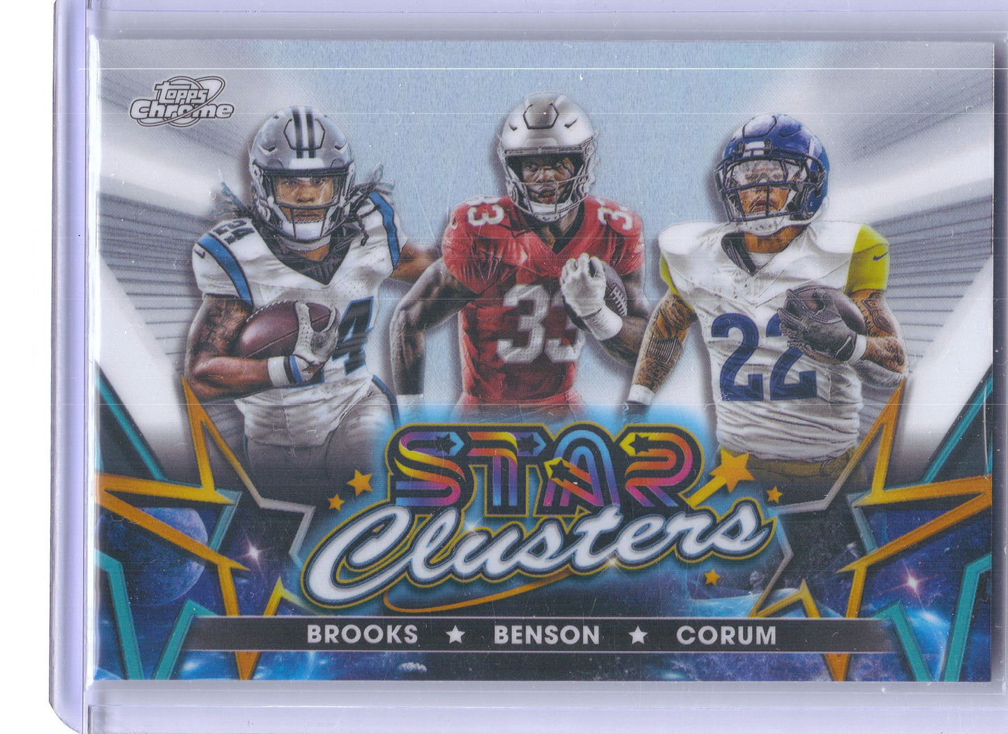 2024 Topps Chrome Cosmic #SCL-7 Blake Corum / Jonathon Brooks / Trey Benson Star Clusters