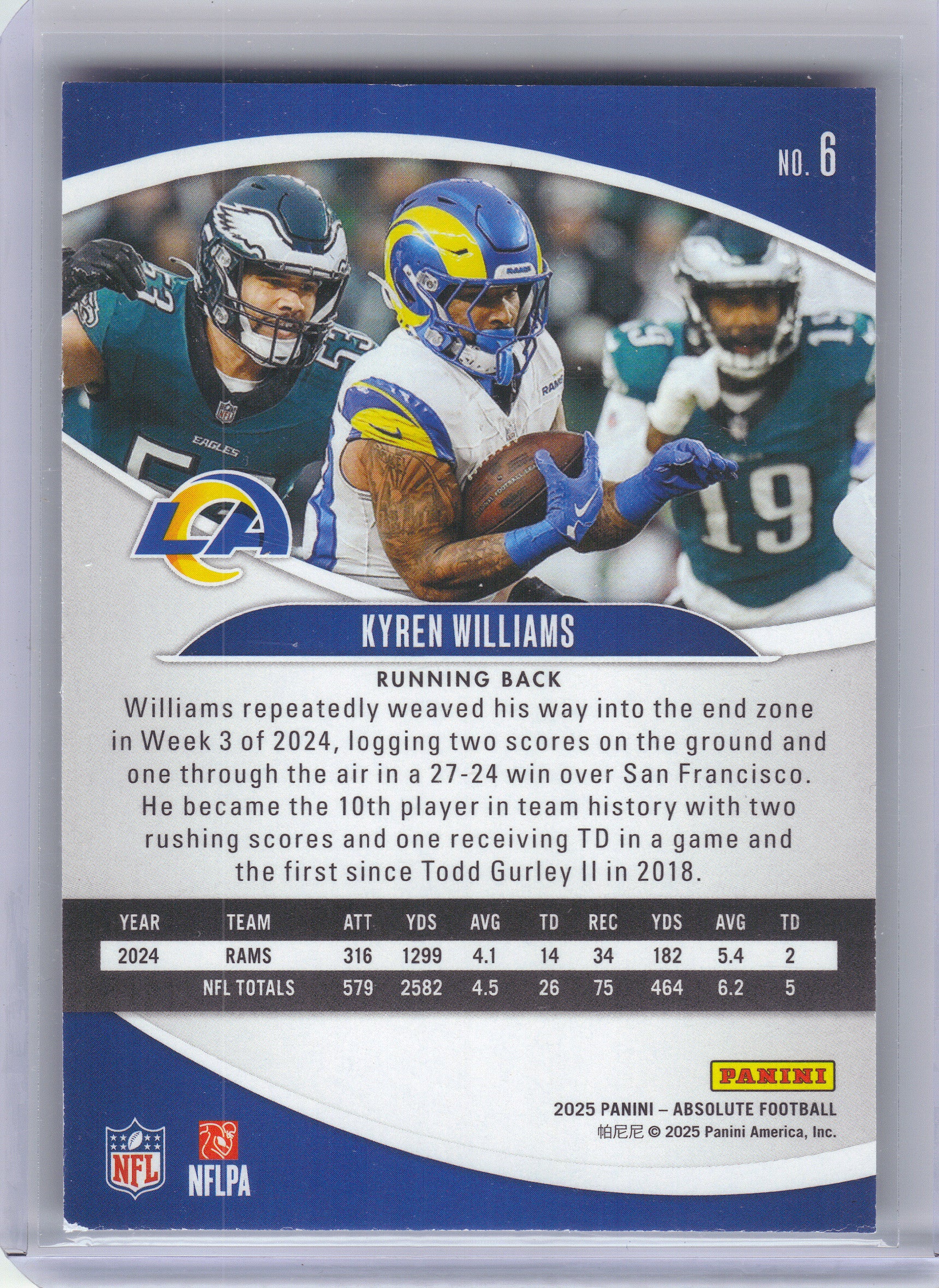 2025 Panini Absolute #6 Kyren Williams Retail Los Angeles Rams