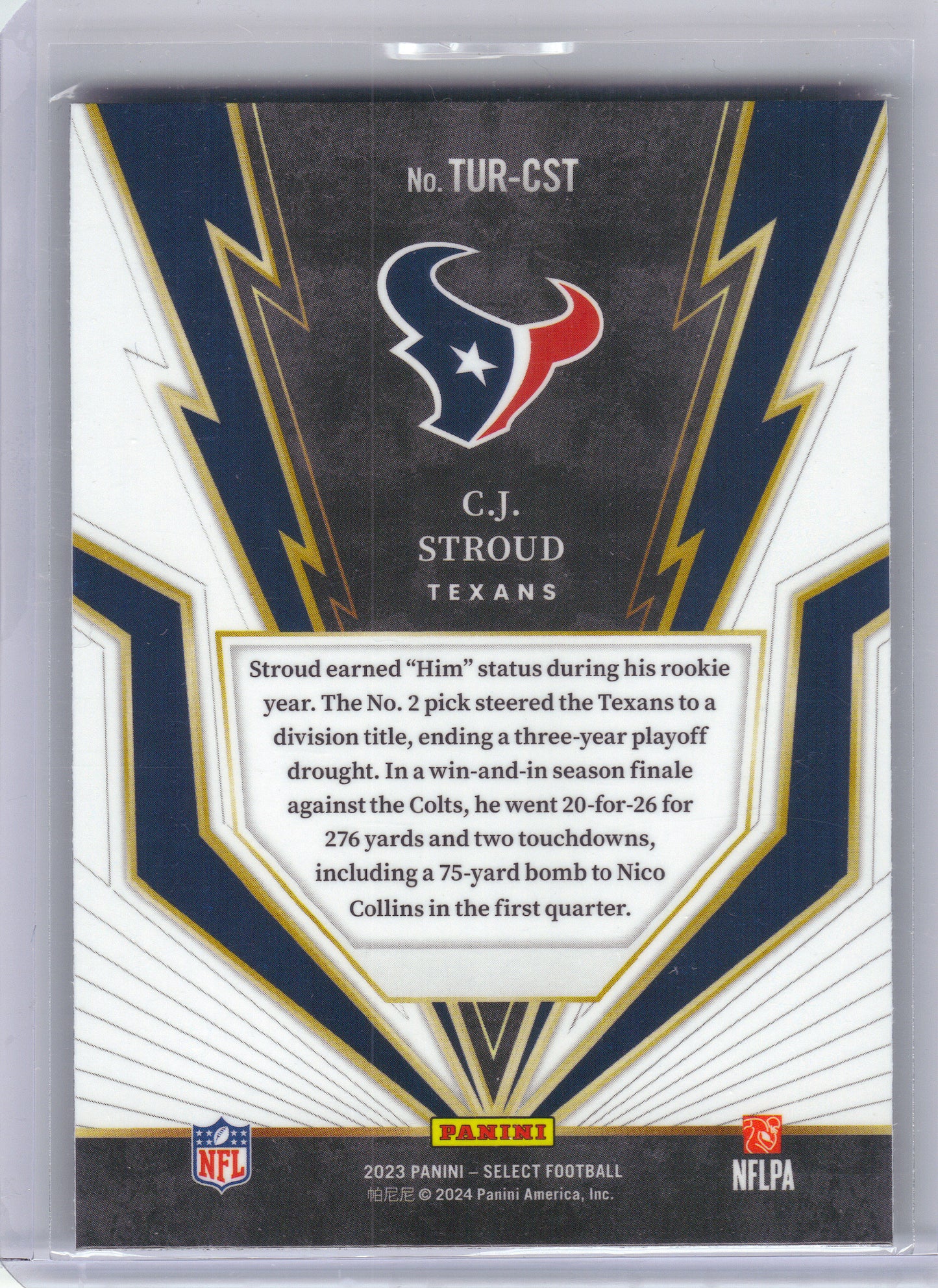 2023 Panini Select #TUR-CST C.J. Stroud Turbocharged Houston Texans